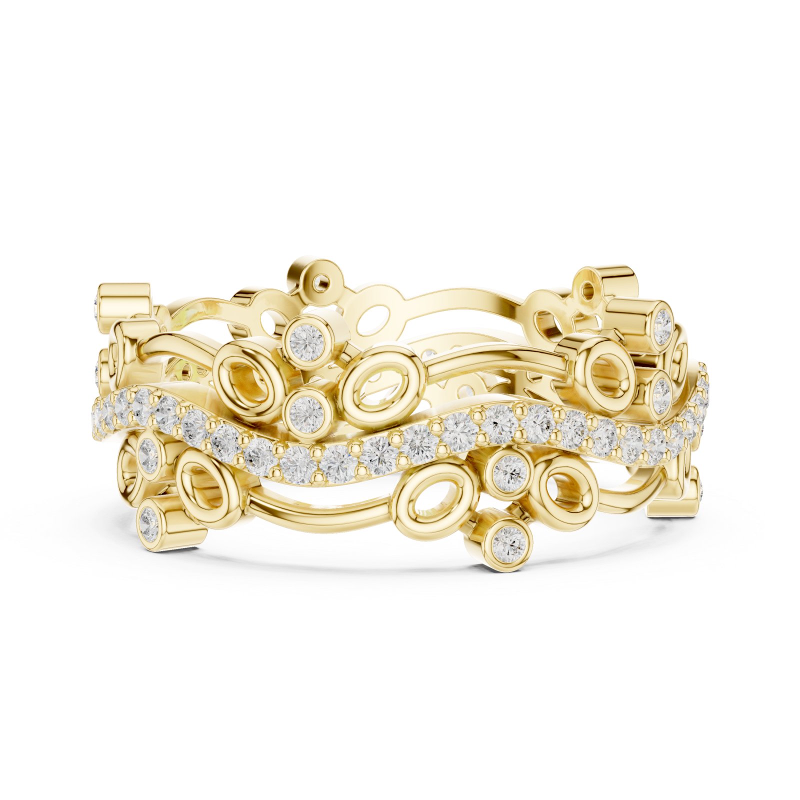  Gold Opulent Cascade Artistry Band Ring Side View