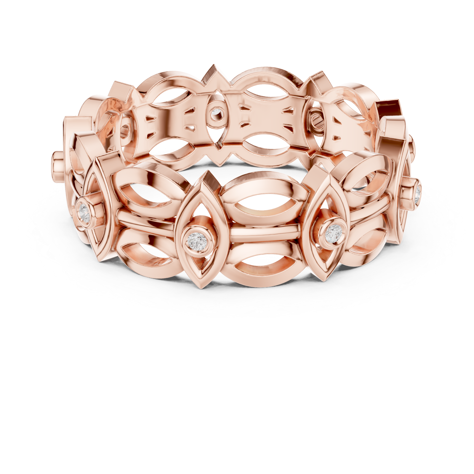  Rose Gold Meadow Vista Eternity Stacking Band Front View