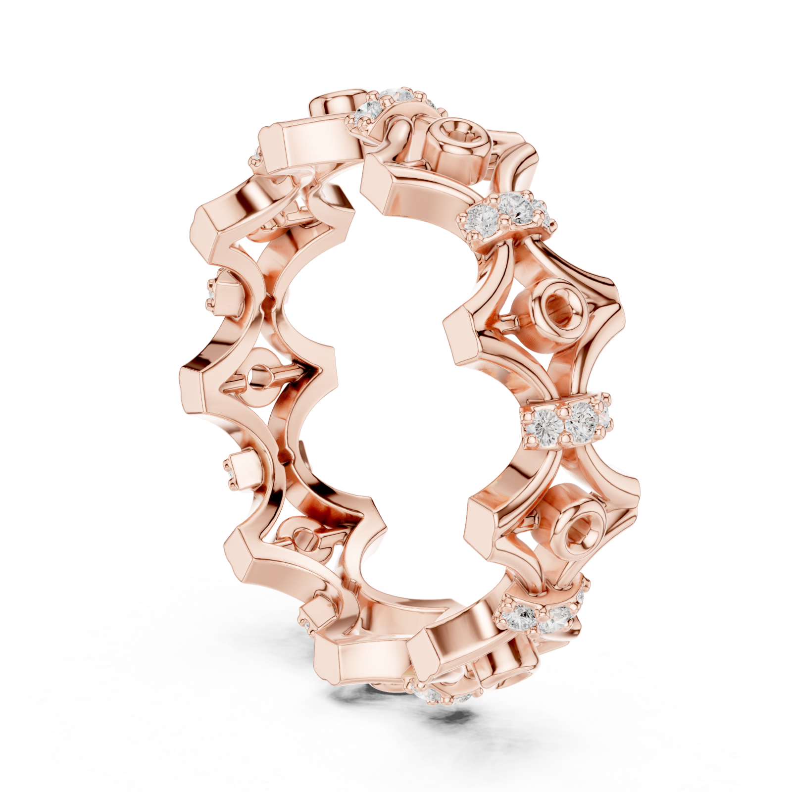  Rose Gold Gothic Bloom Eternity Band Left View