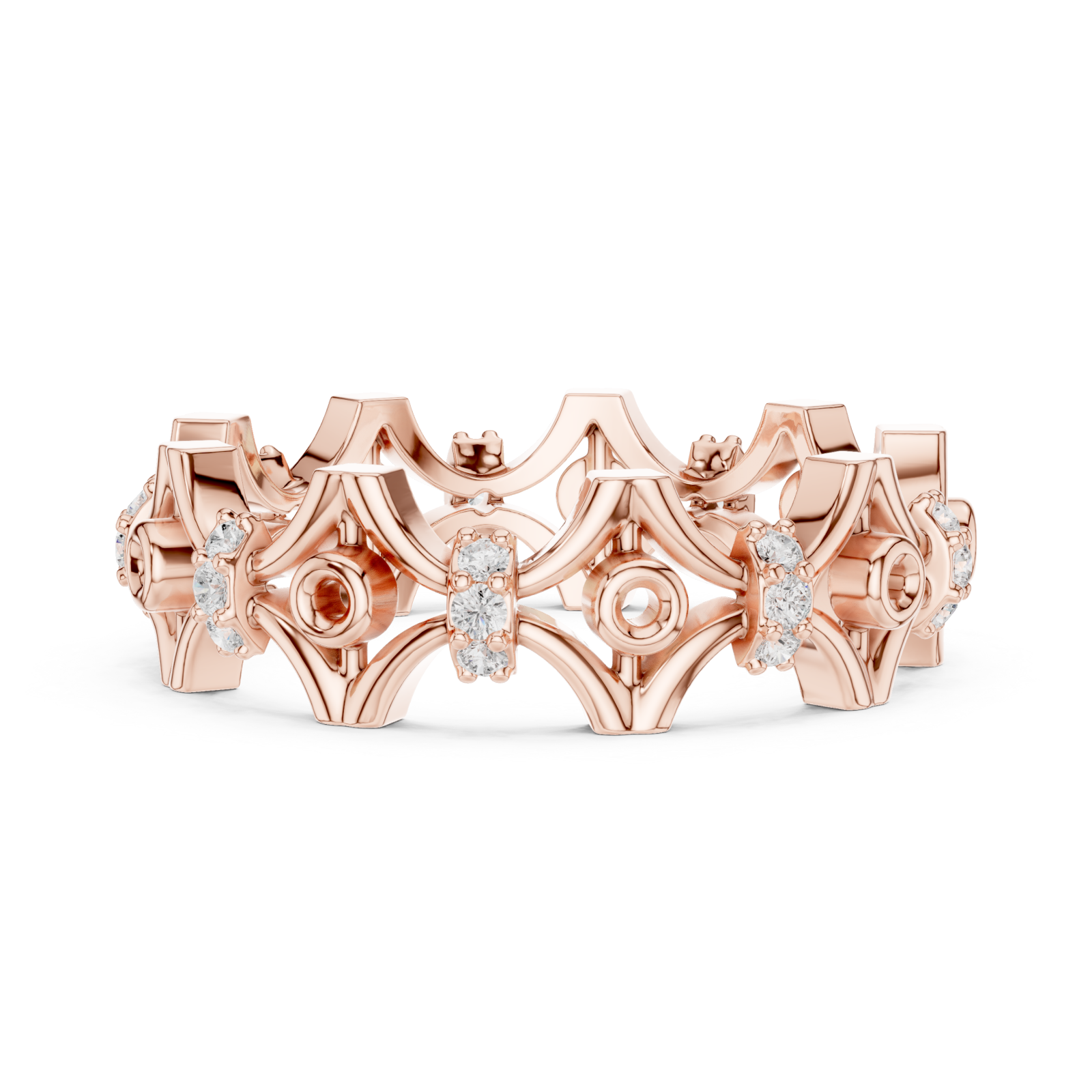  Rose Gold Gothic Bloom Eternity Band Side View