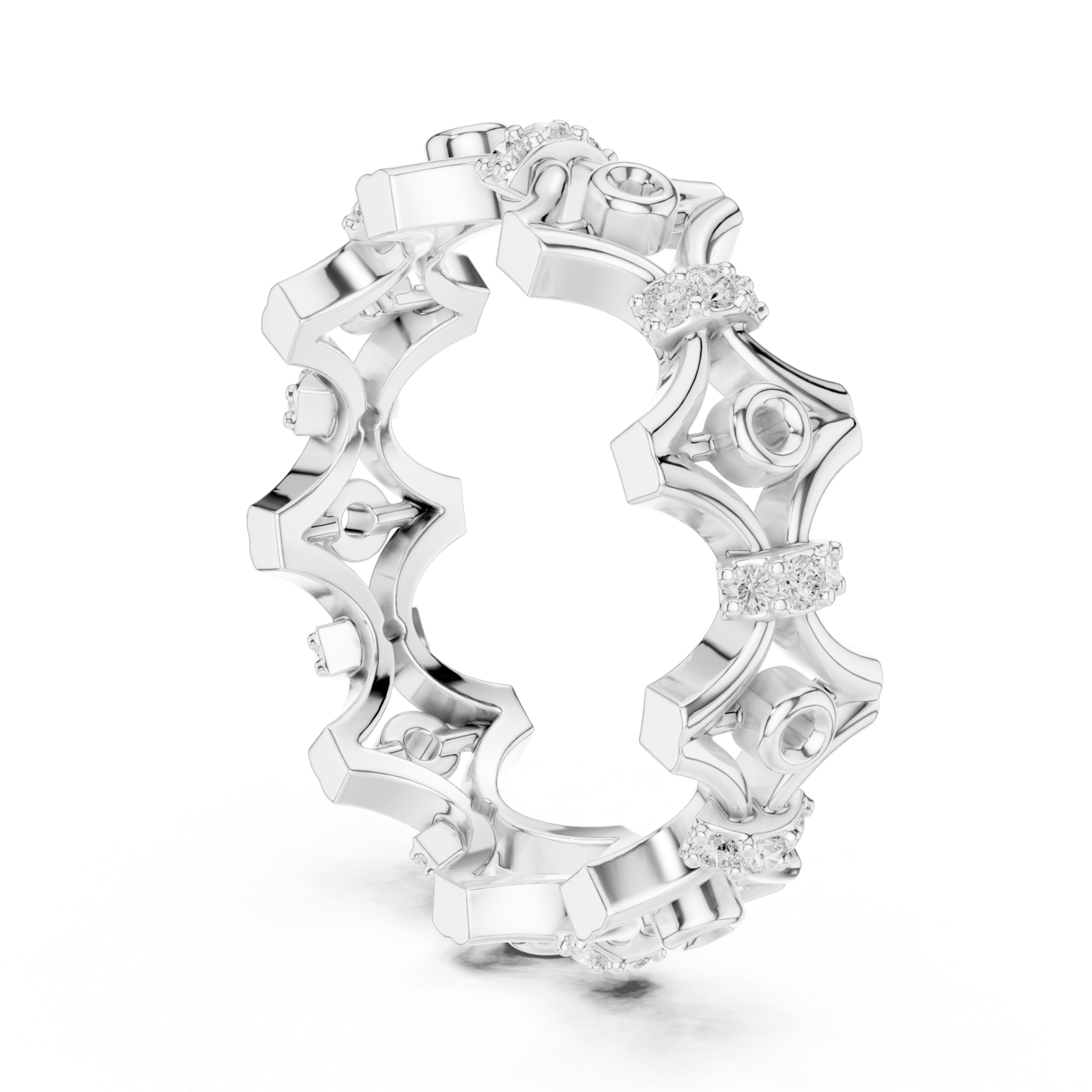  White Gold Gothic Bloom Eternity Band Left View