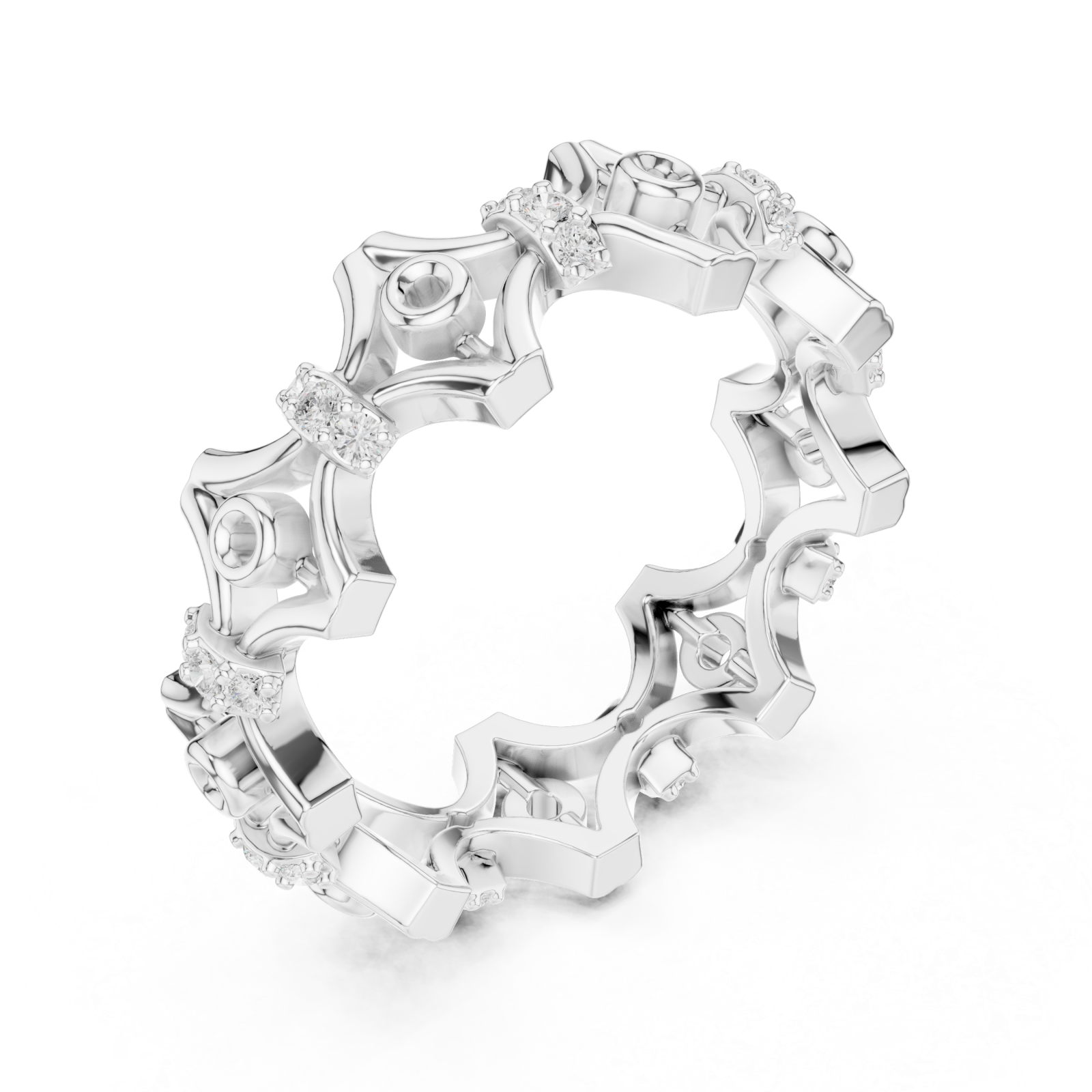  White Gold Gothic Bloom Eternity Band Right View