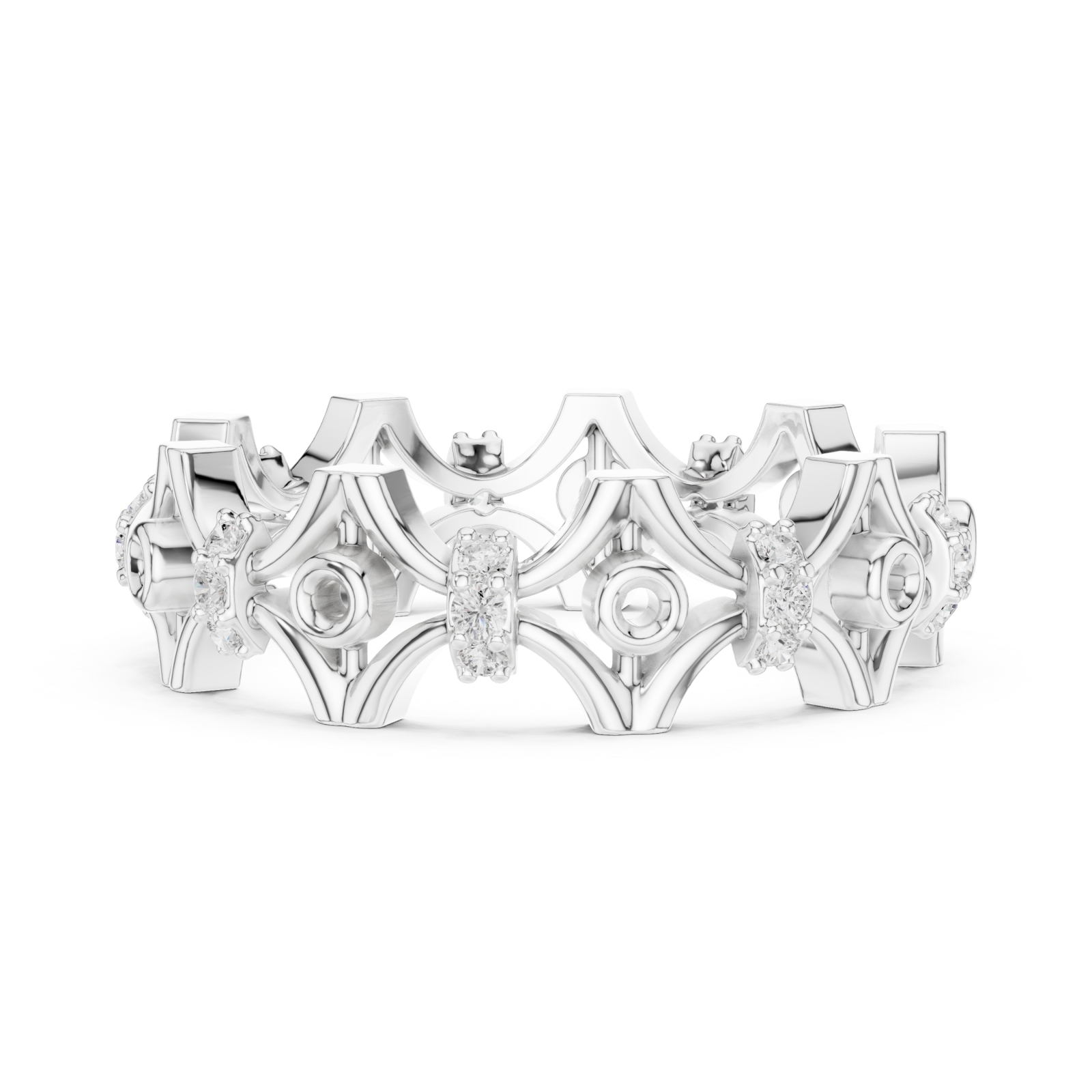  White Gold Gothic Bloom Eternity Band Side View