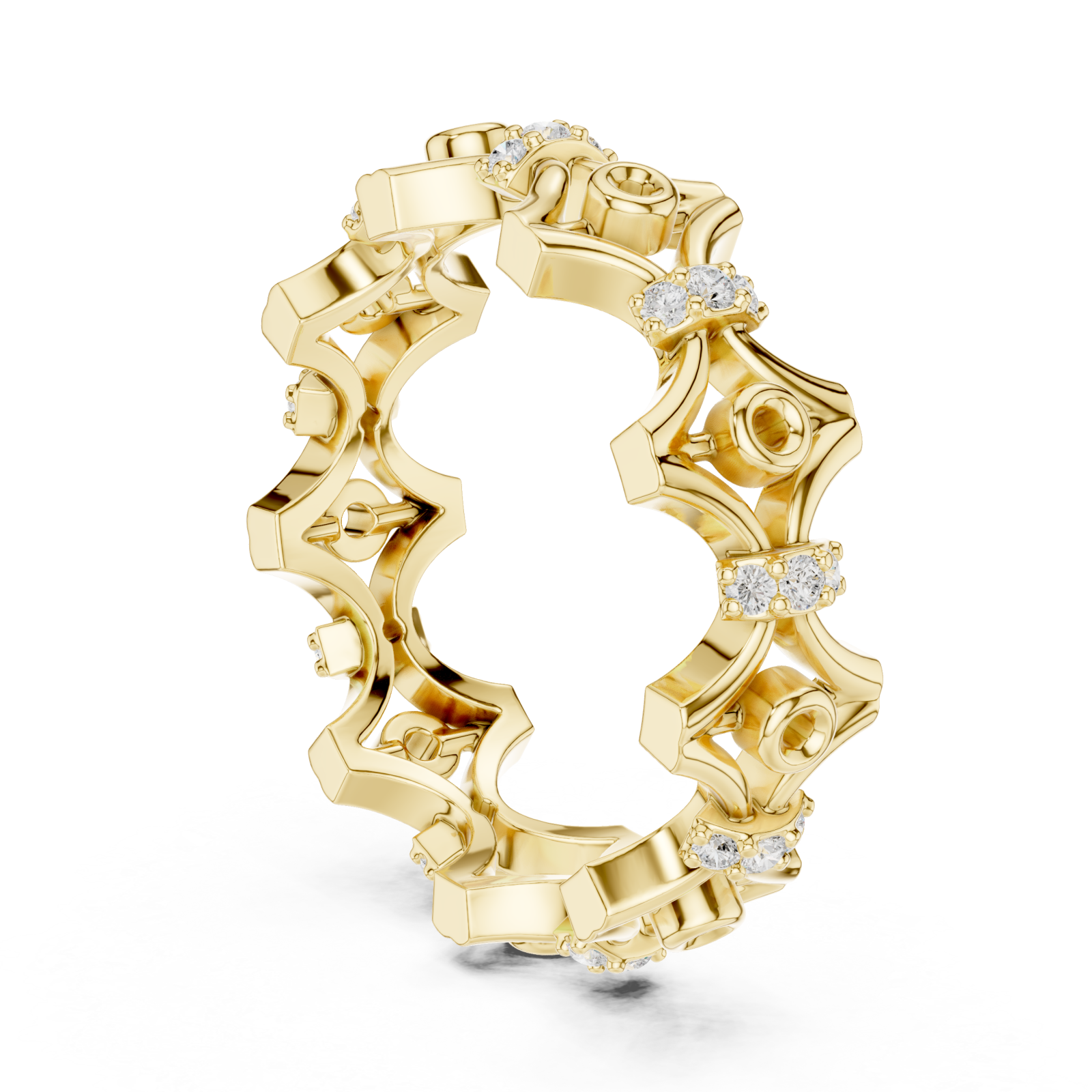  Gold Gothic Bloom Eternity Band Left View