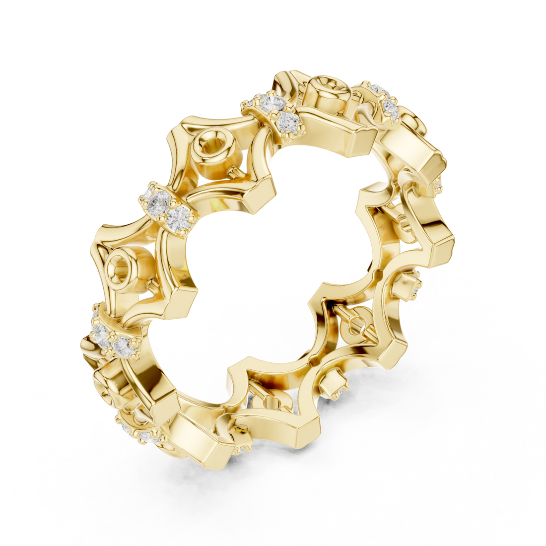 Gold Gothic Bloom Eternity Band Right View