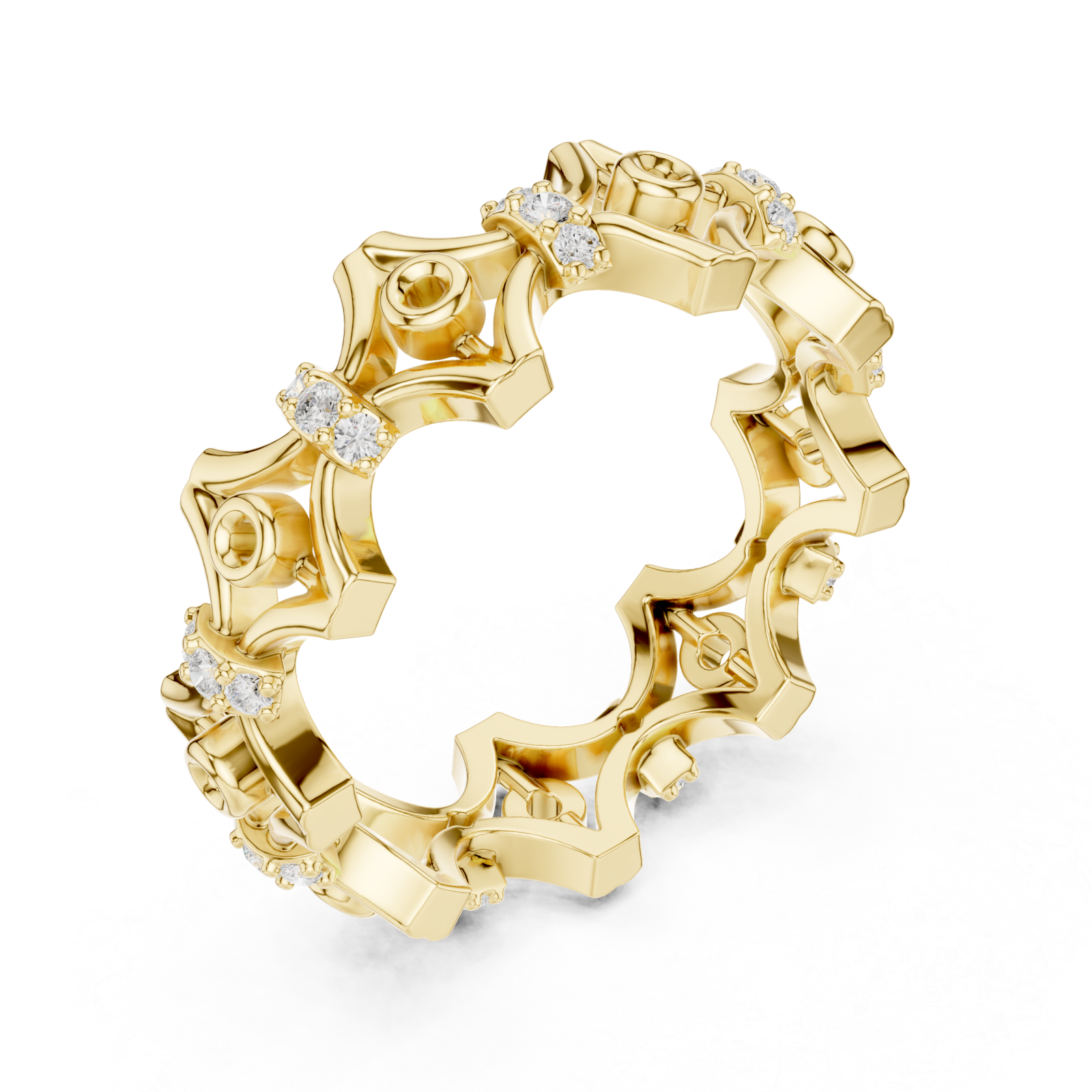 Gold Gothic Bloom Eternity Band Right View