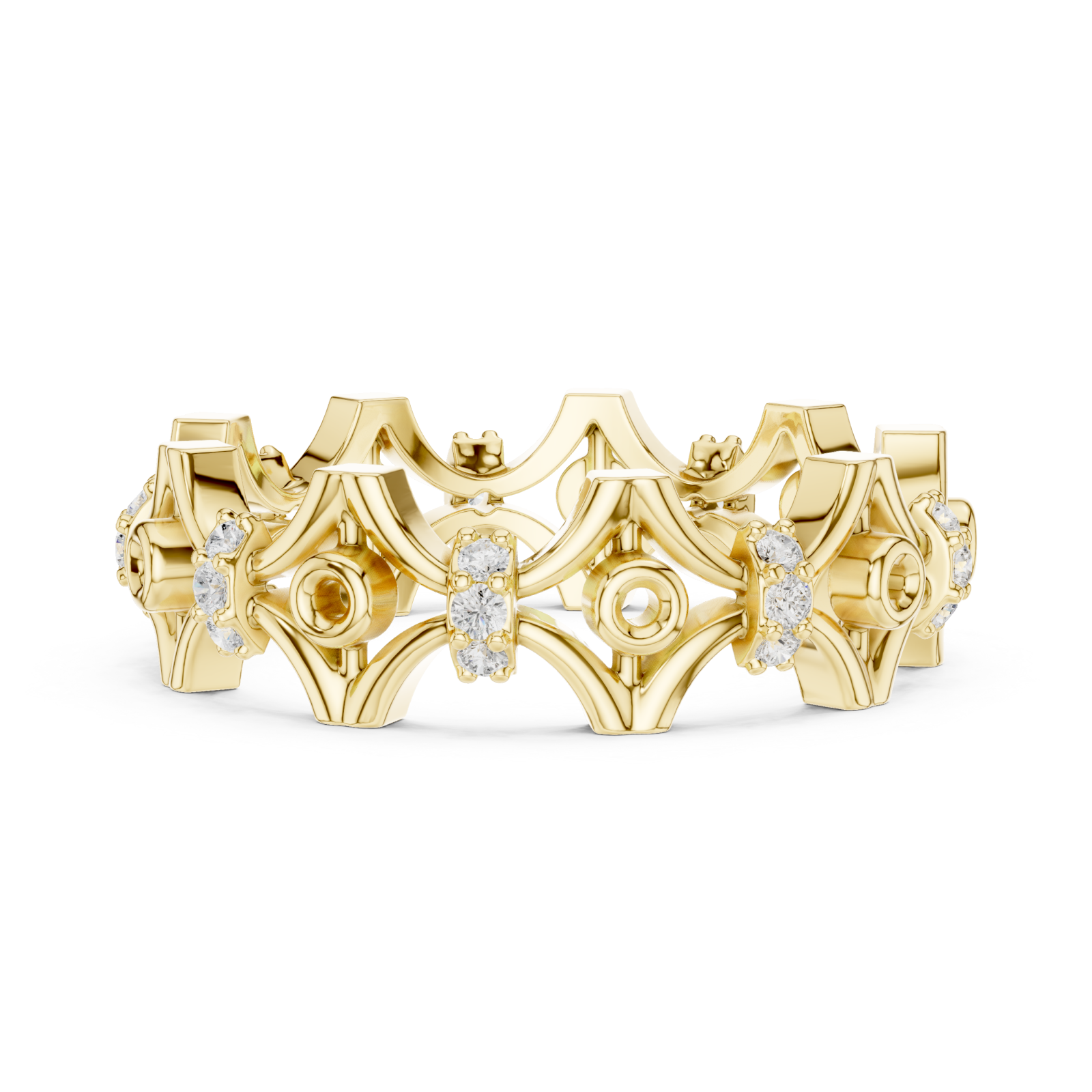  Gold Gothic Bloom Eternity Band Side View