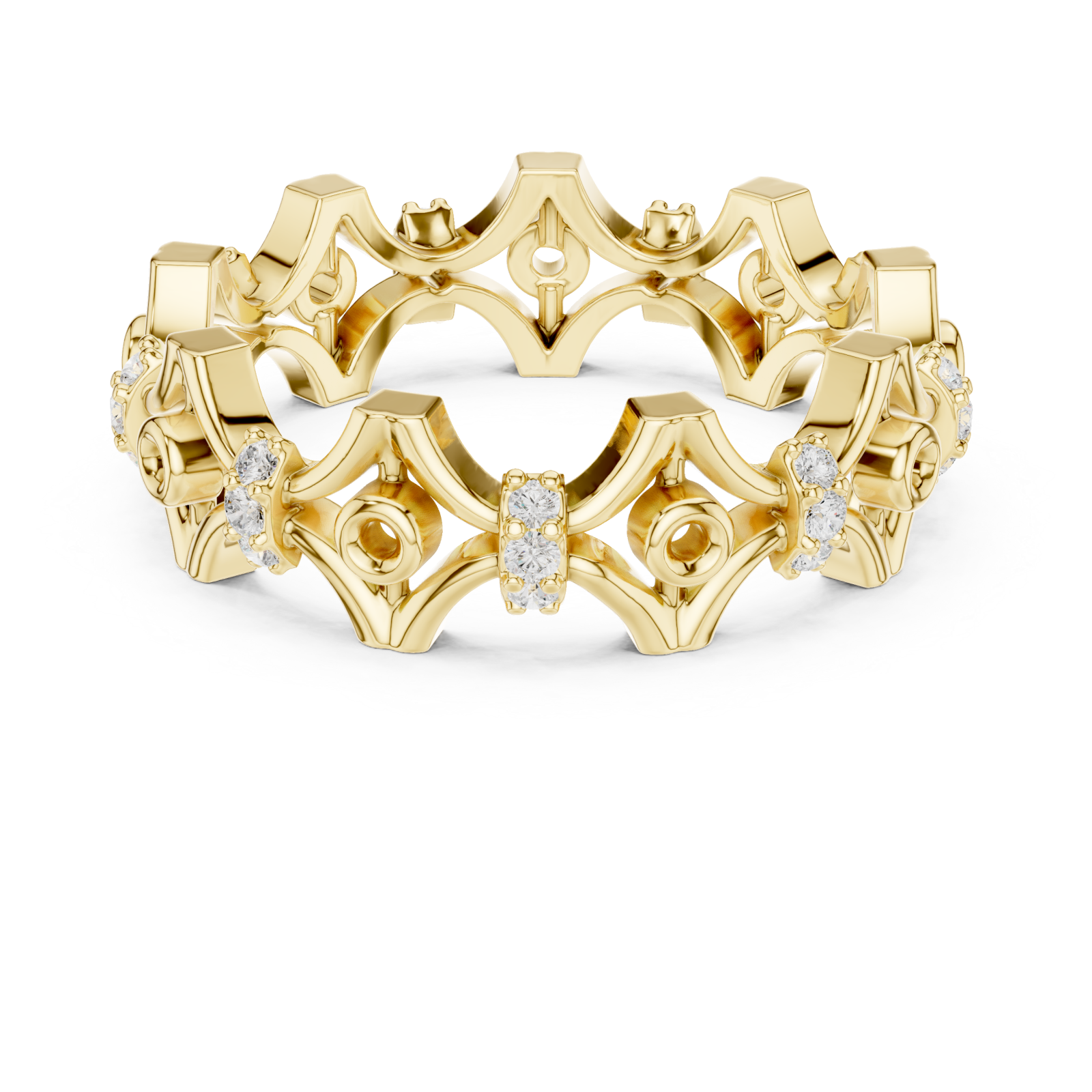  Gold Gothic Bloom Eternity Band Front View