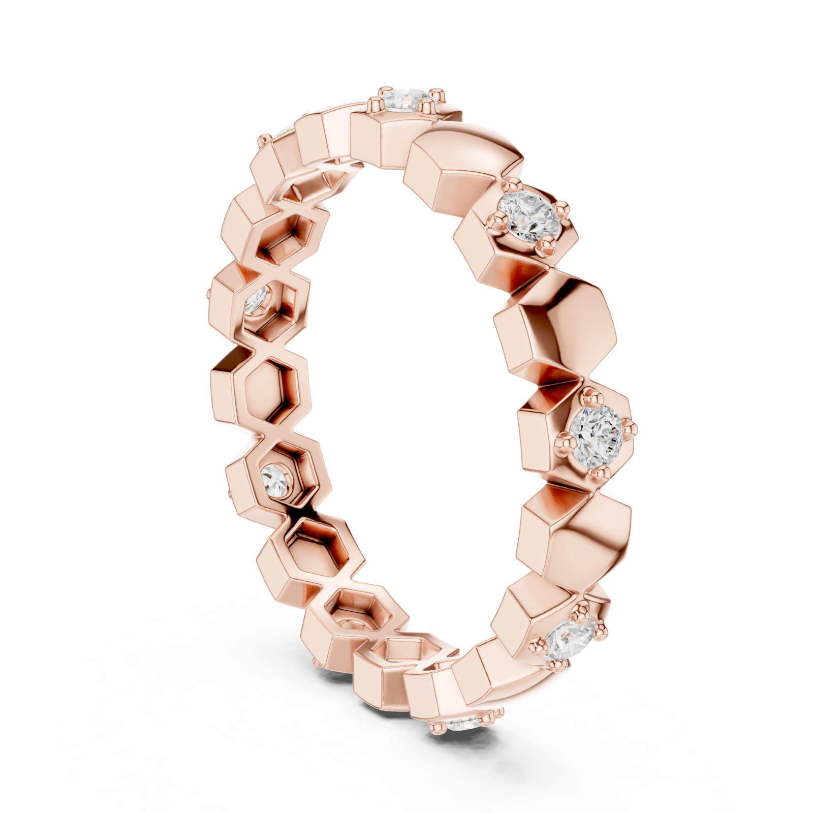  Rose Gold Radiant Honey Harmony Stacking Ring Left View