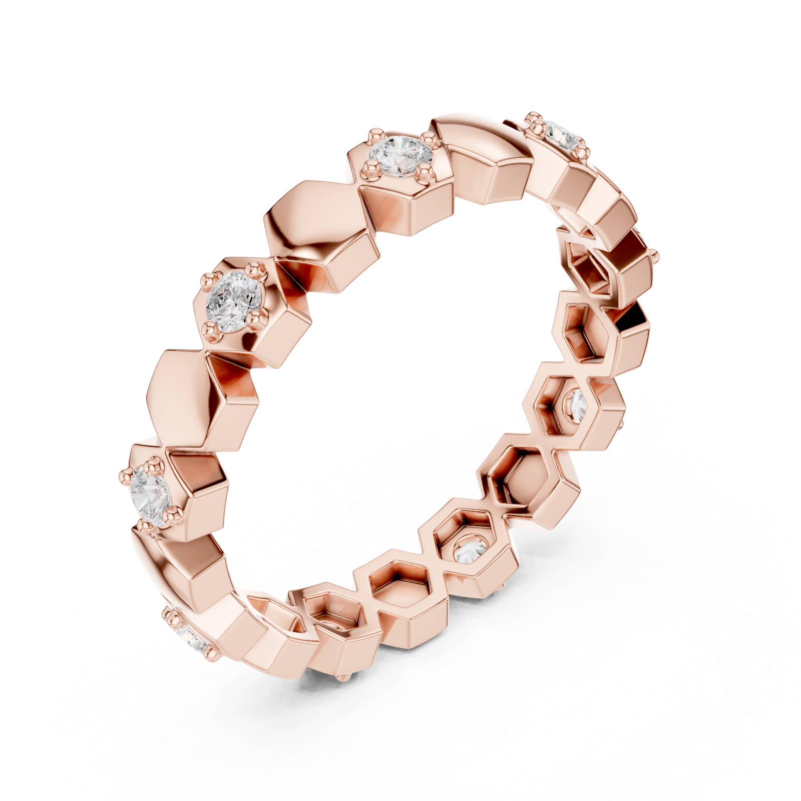  Rose Gold Radiant Honey Harmony Stacking Ring Right View