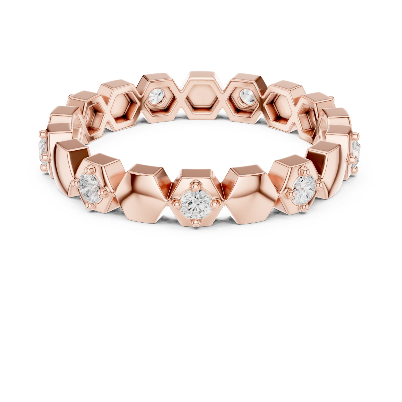  Rose Gold Radiant Honey Harmony Stacking Ring Front View
