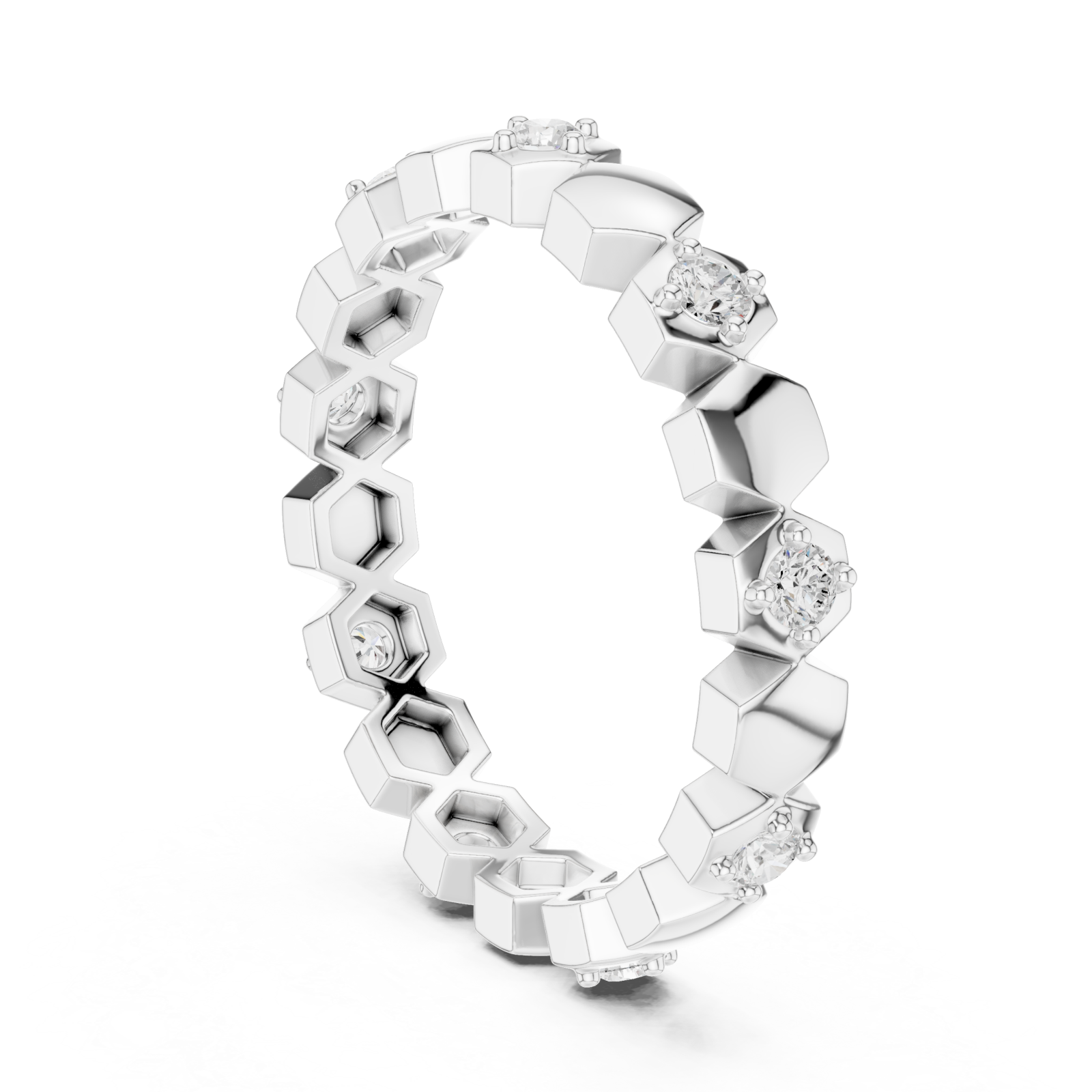  White Gold Radiant Honey Harmony Stacking Ring Left View