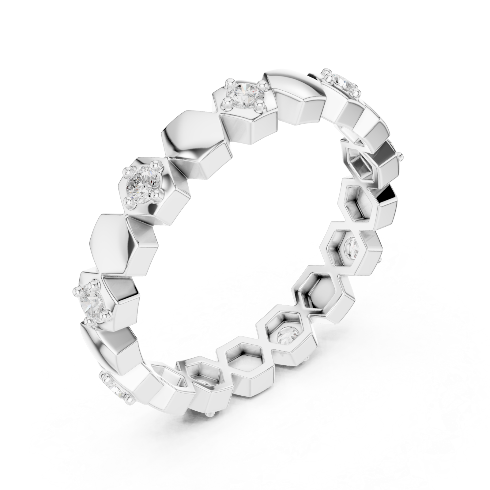  White Gold Radiant Honey Harmony Stacking Ring Right View