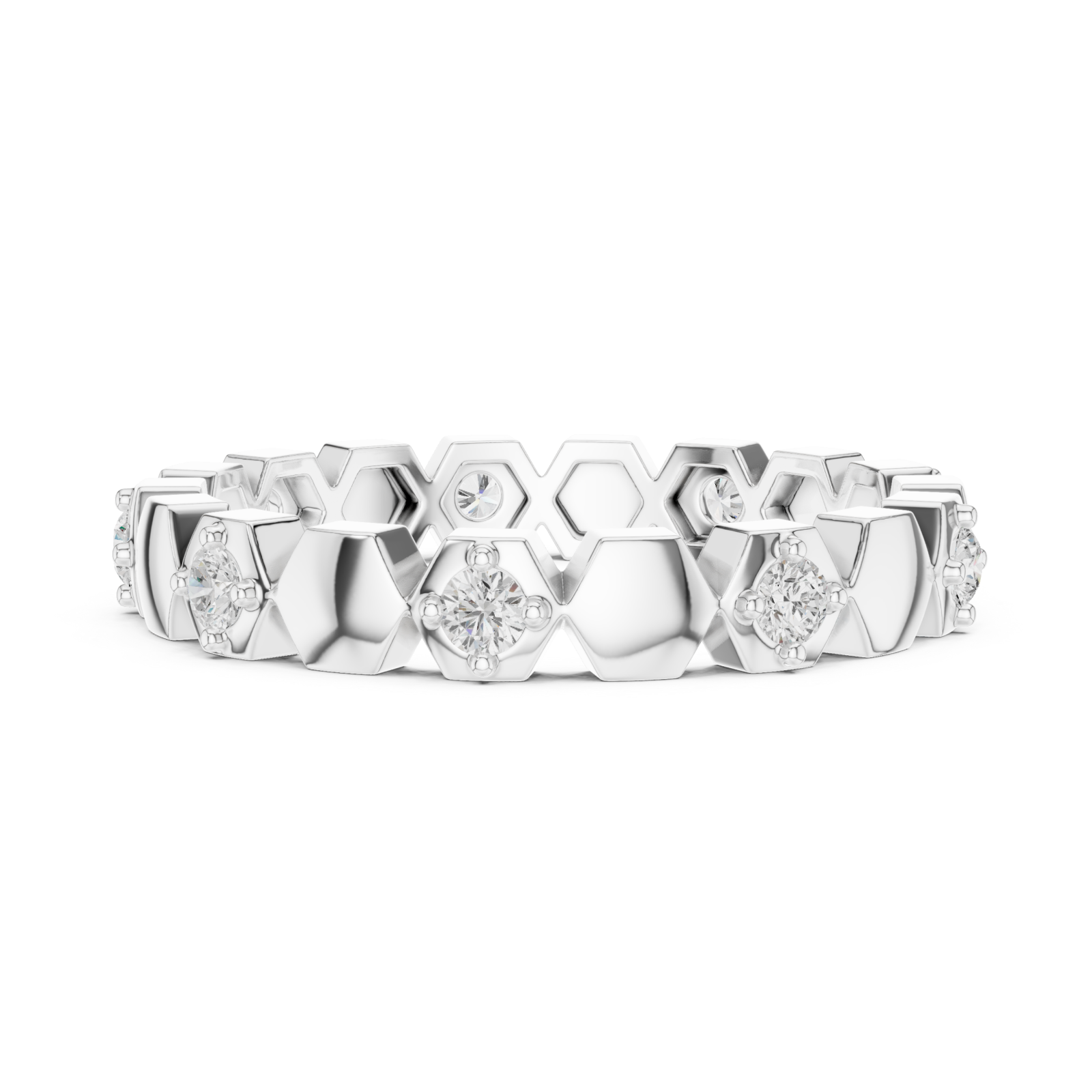  White Gold Radiant Honey Harmony Stacking Ring Side View