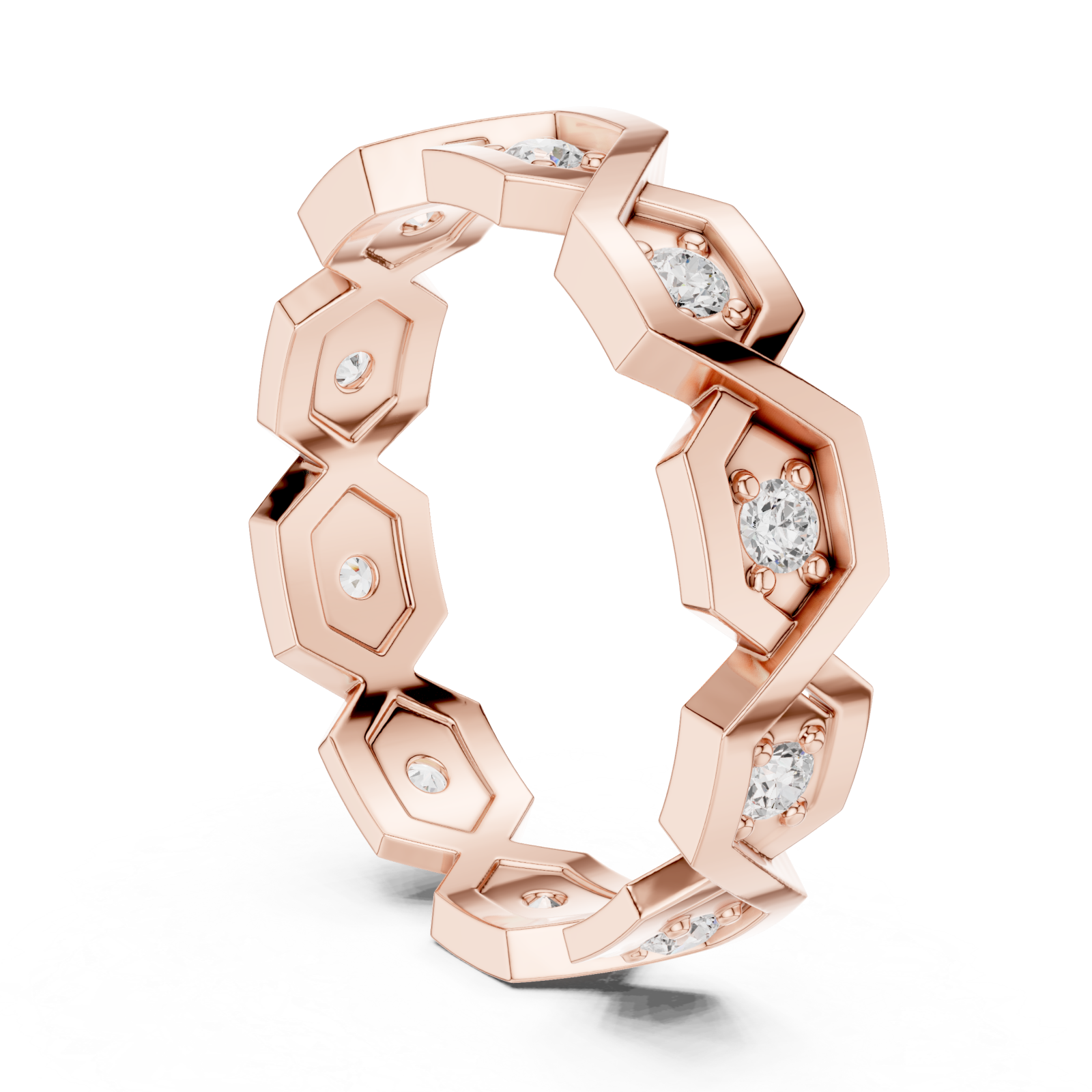 Rose Gold Starlit Honeycomb Embrace Eternity Ring Left View