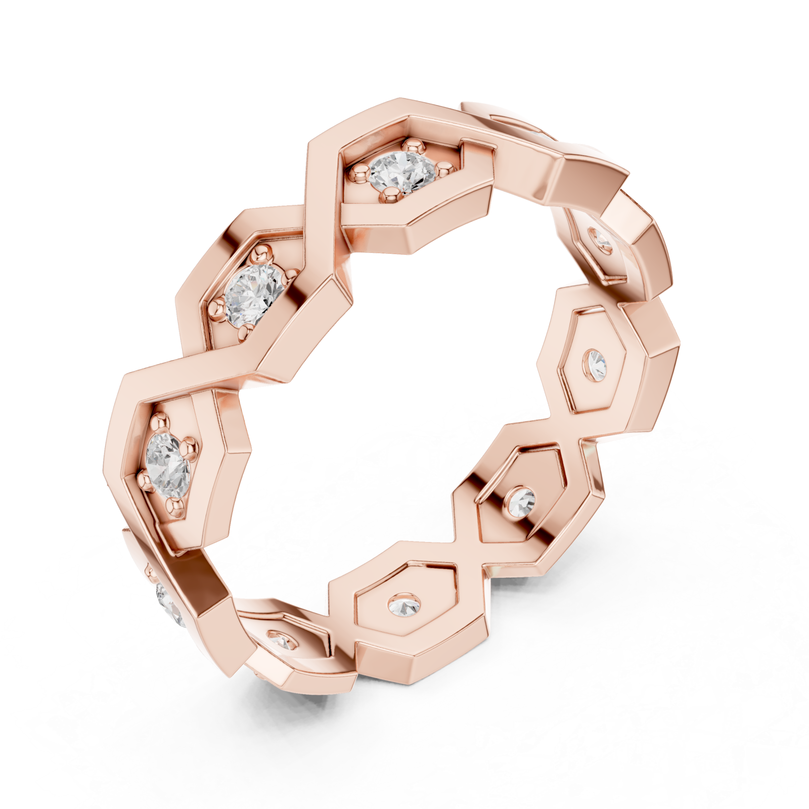  Rose Gold Starlit Honeycomb Embrace Eternity Ring Right View