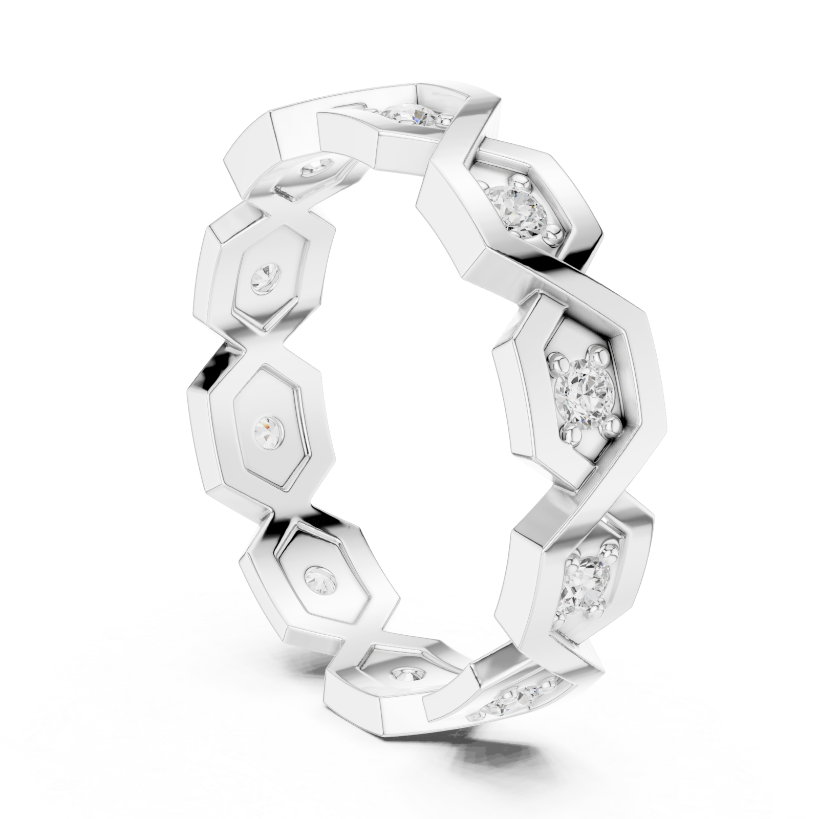  White Gold Starlit Honeycomb Embrace Eternity Ring Left View