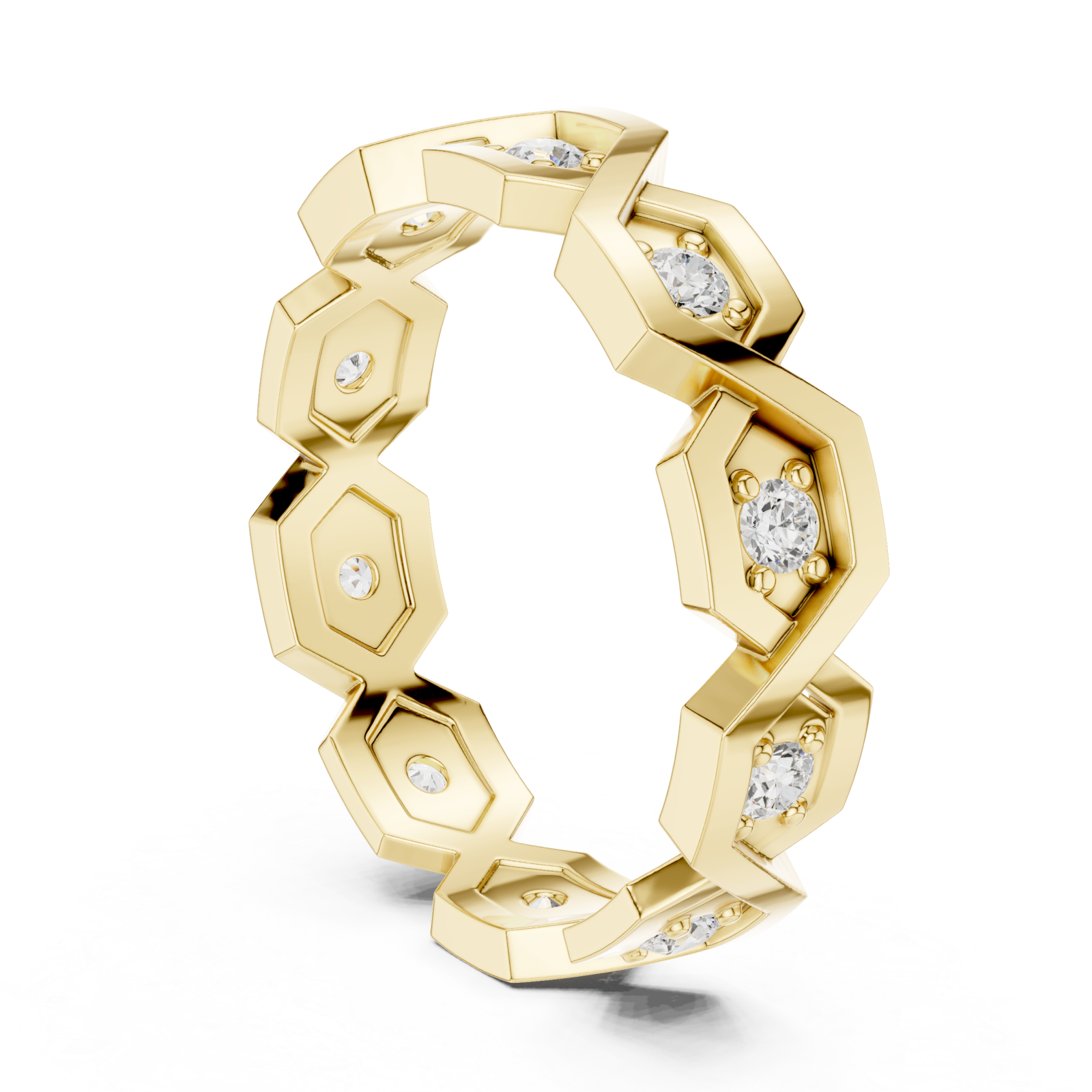  Gold Starlit Honeycomb Embrace Eternity Ring Left View
