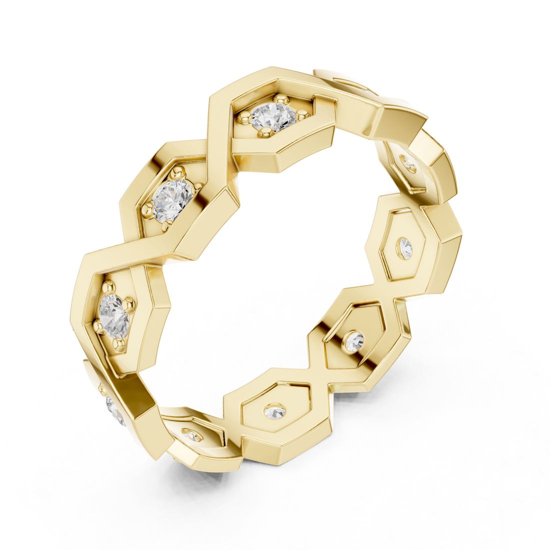 Gold Starlit Honeycomb Embrace Eternity Ring Right View