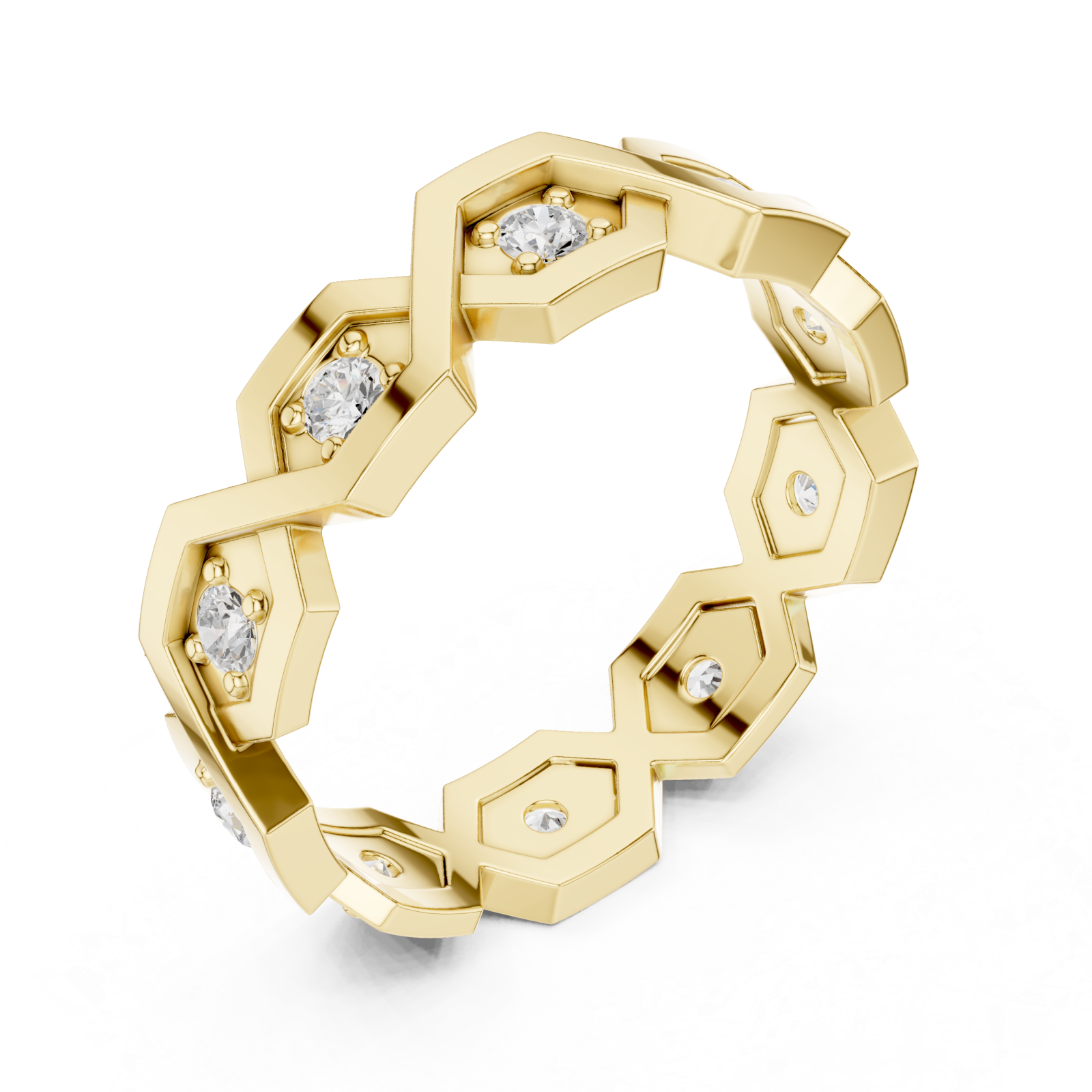 Gold Starlit Honeycomb Embrace Eternity Ring Right View