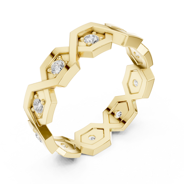 Gold Starlit Honeycomb Embrace Eternity Ring Right View