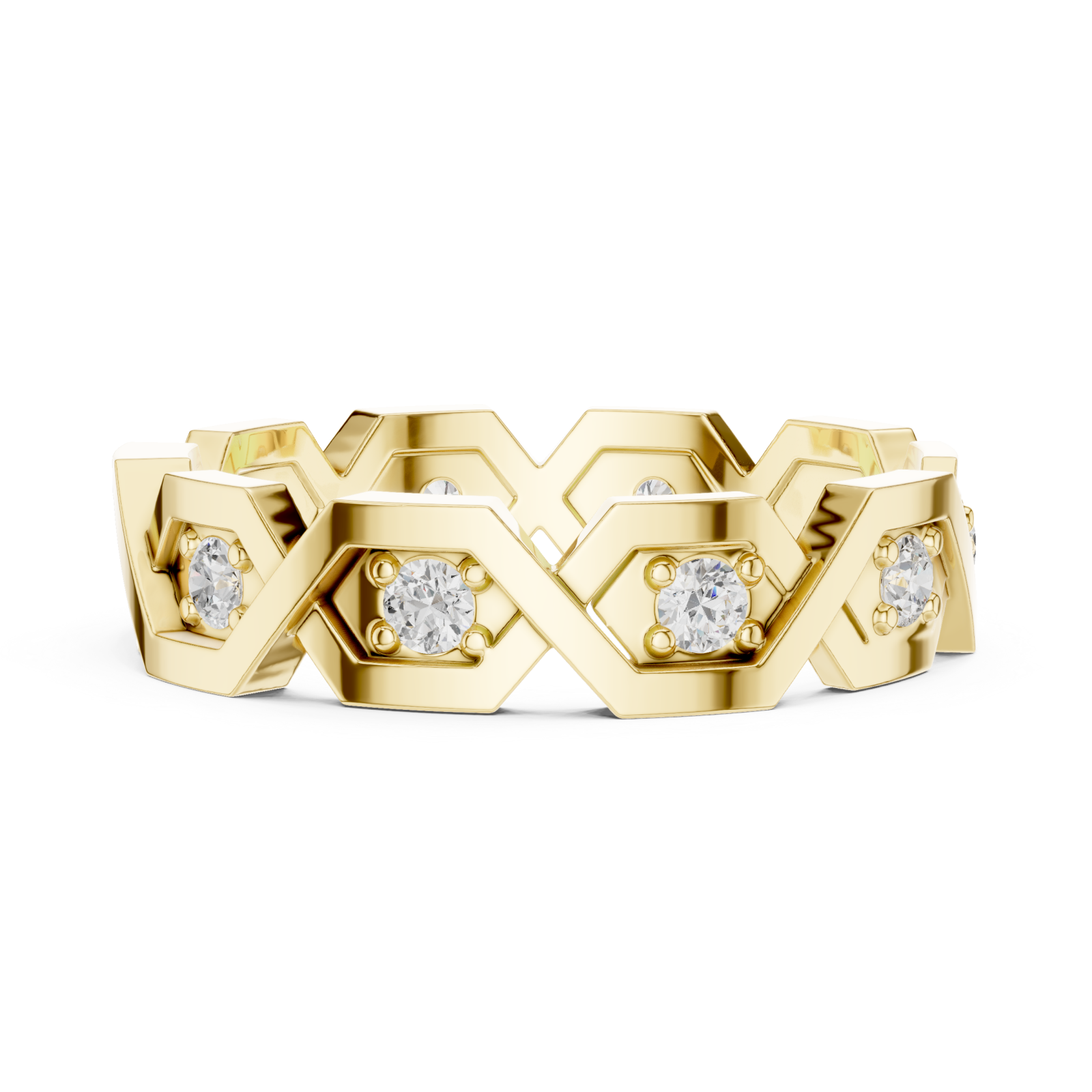  Gold Starlit Honeycomb Embrace Eternity Ring Side View