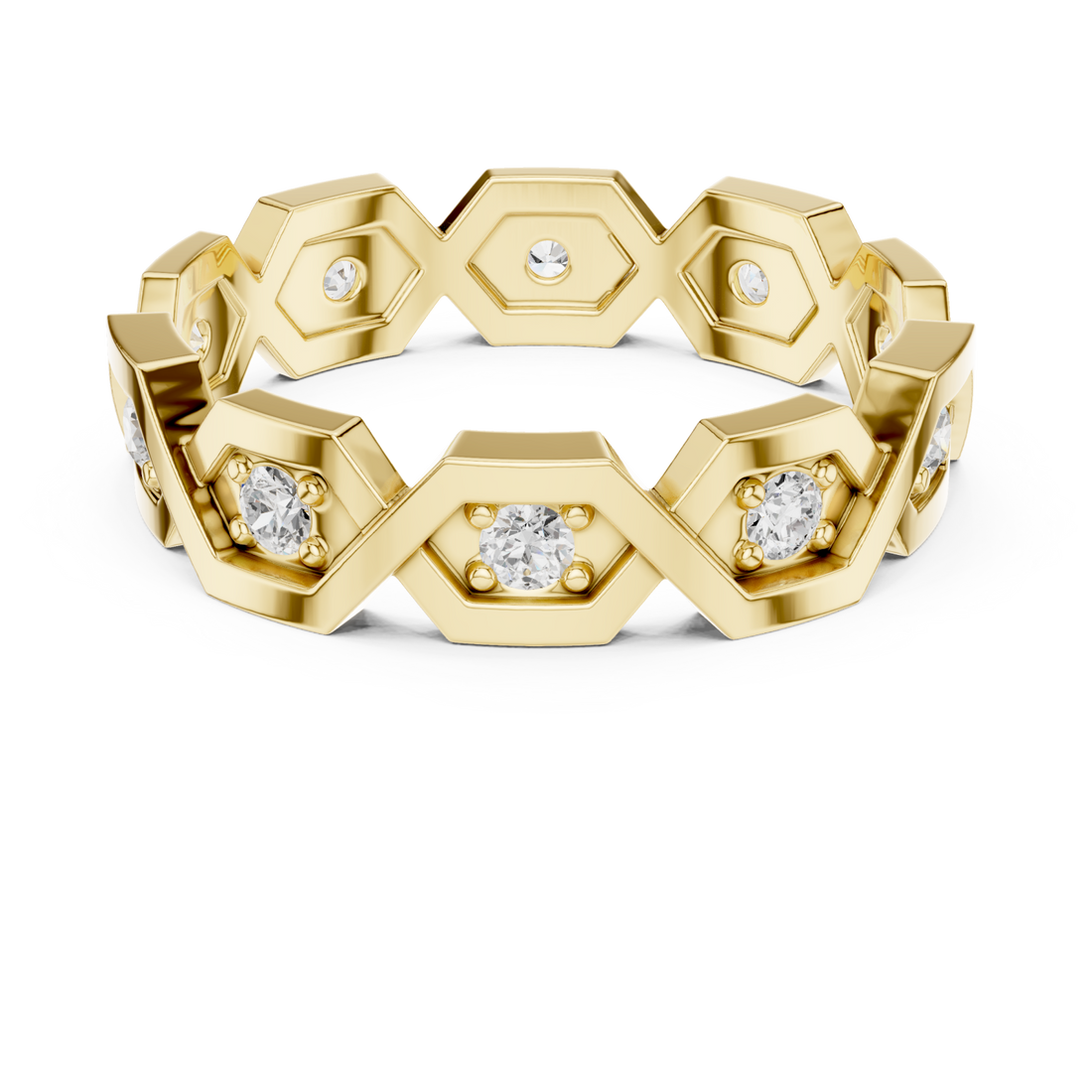 Gold Starlit Honeycomb Embrace Eternity Ring Right View