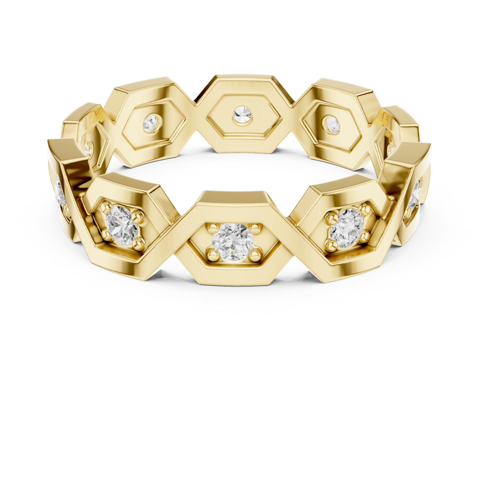  Gold Starlit Honeycomb Embrace Eternity Ring Front View