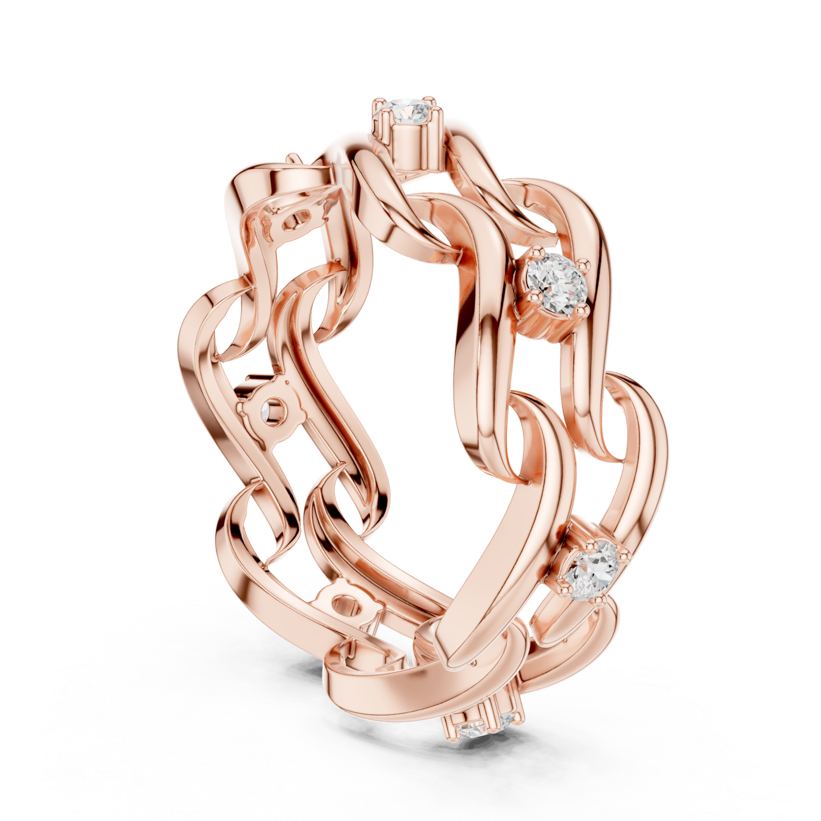  Rose Gold Glorious Woven Radiance Statement Ring Left View