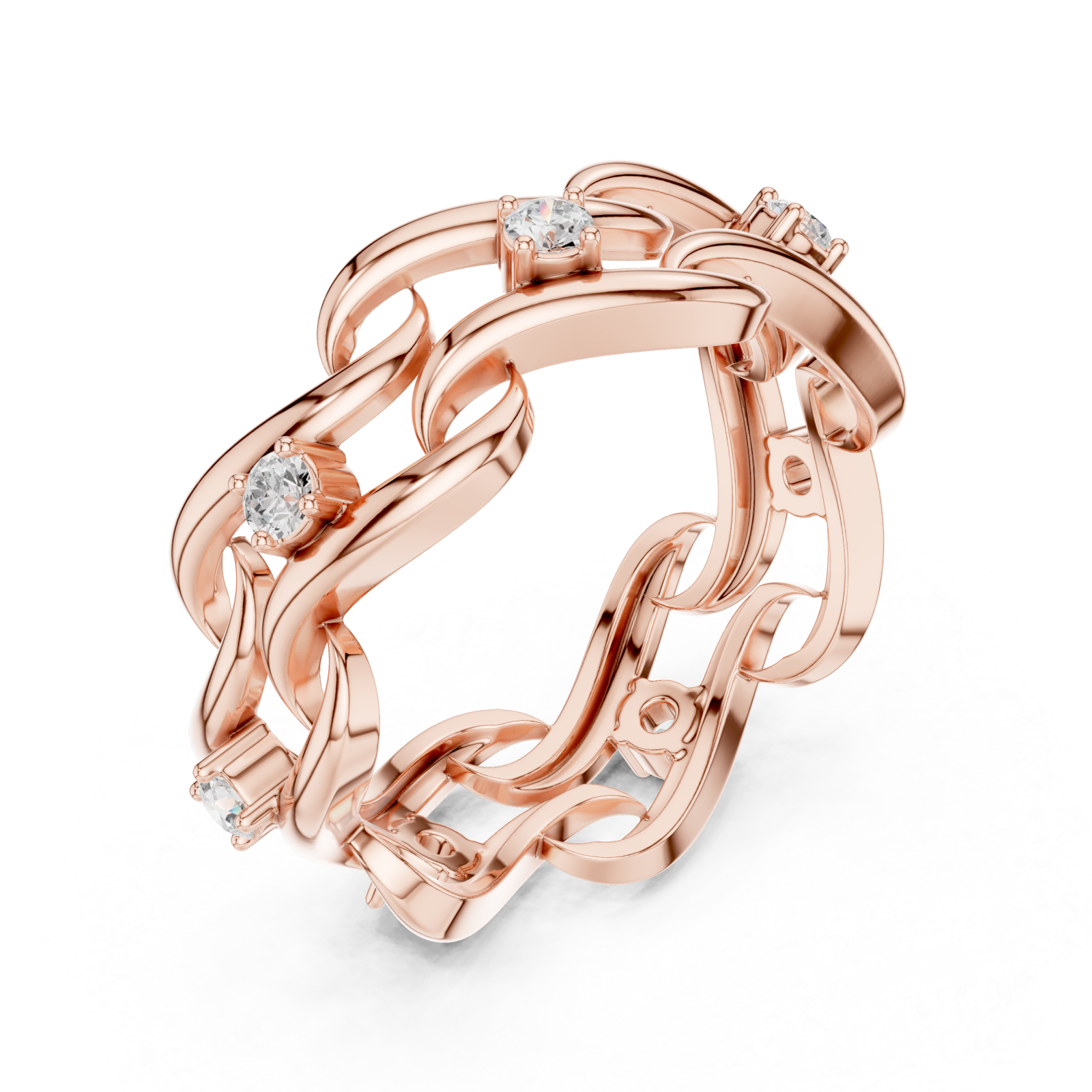  Rose Gold Glorious Woven Radiance Statement Ring Right View