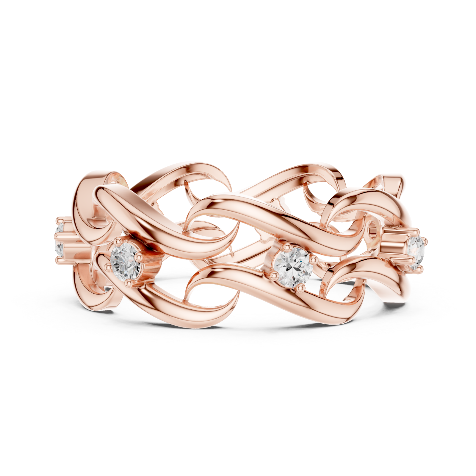  Rose Gold Glorious Woven Radiance Statement Ring Side View