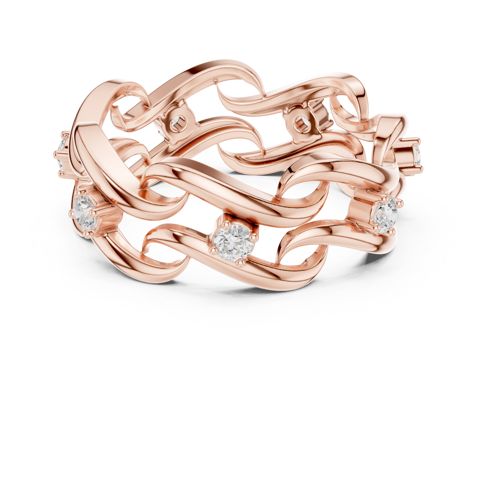  Rose Gold Glorious Woven Radiance Statement Ring Front View