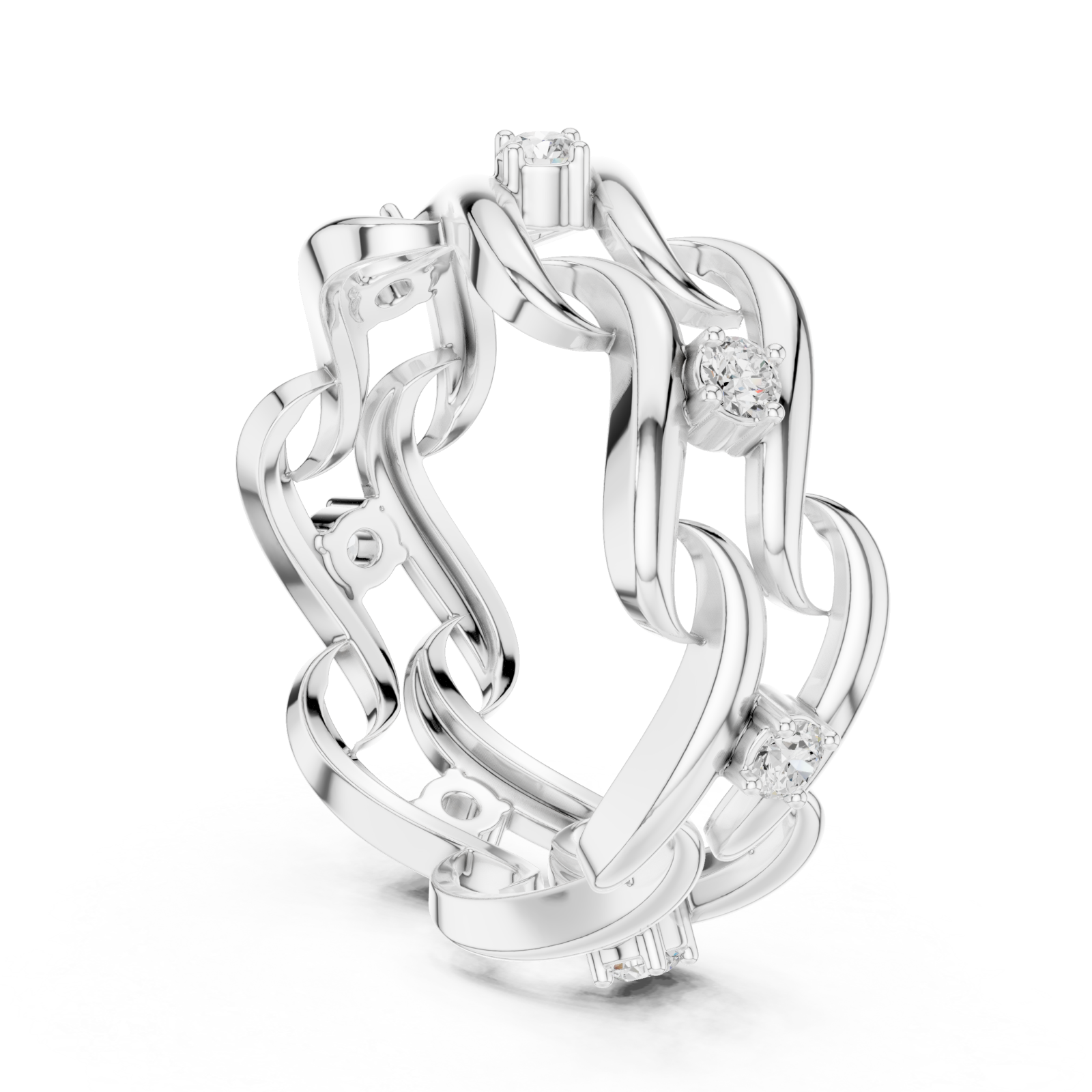  White Gold Glorious Woven Radiance Statement Ring Left View