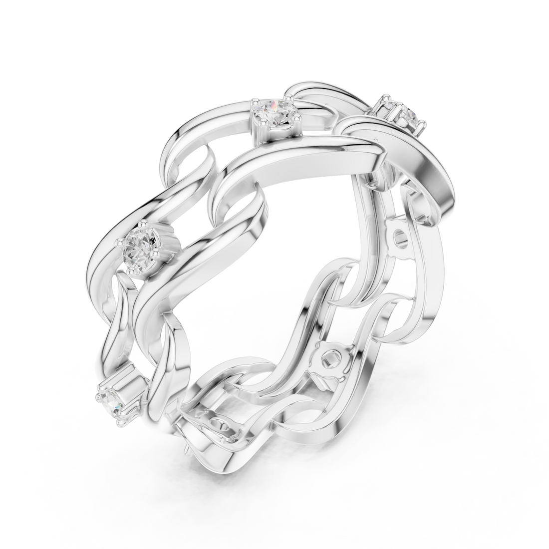  White Gold Glorious Woven Radiance Statement Ring Right View