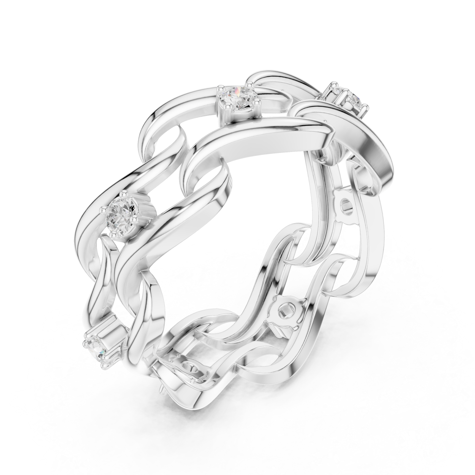  White Gold Glorious Woven Radiance Statement Ring Right View