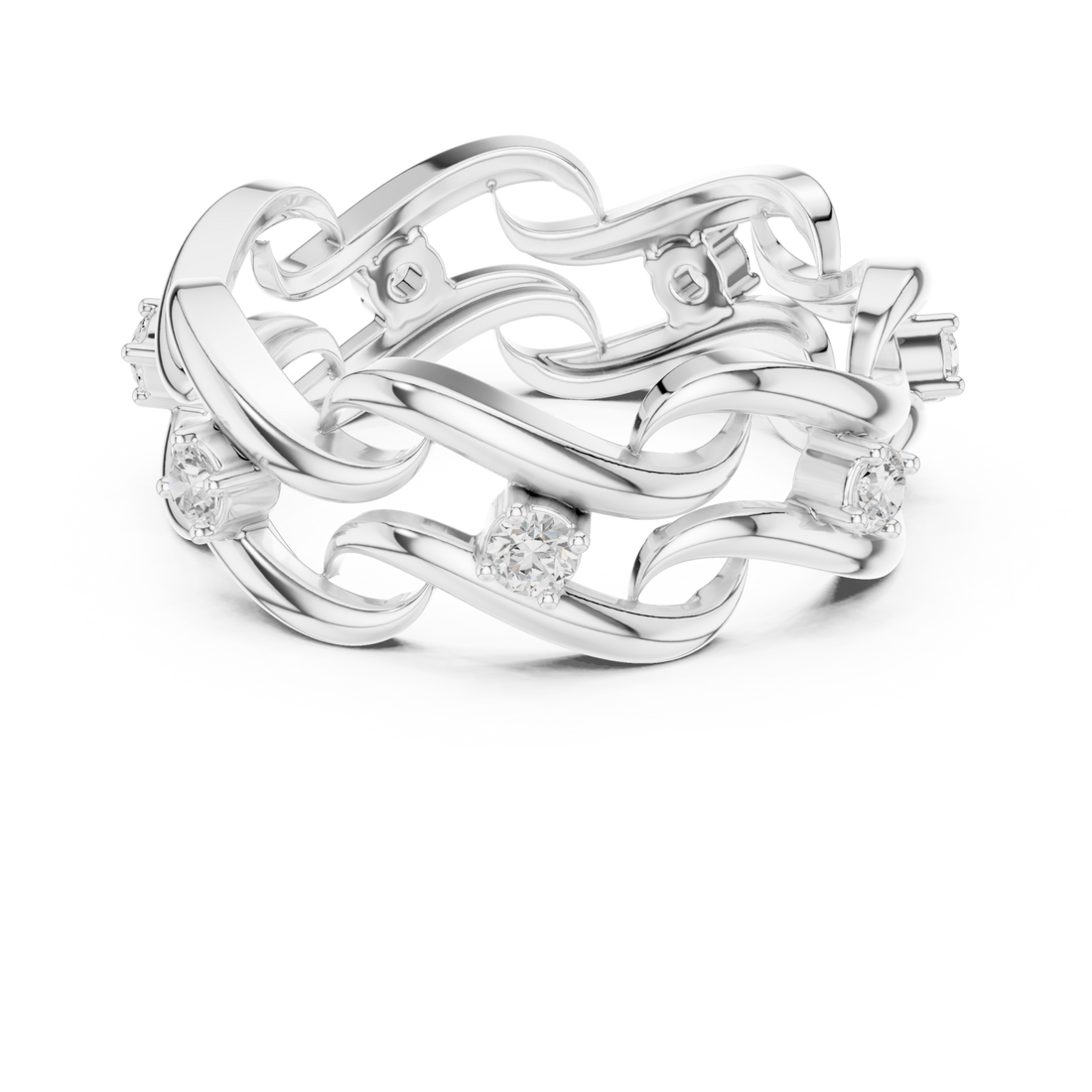  White Gold Glorious Woven Radiance Statement Ring Right View