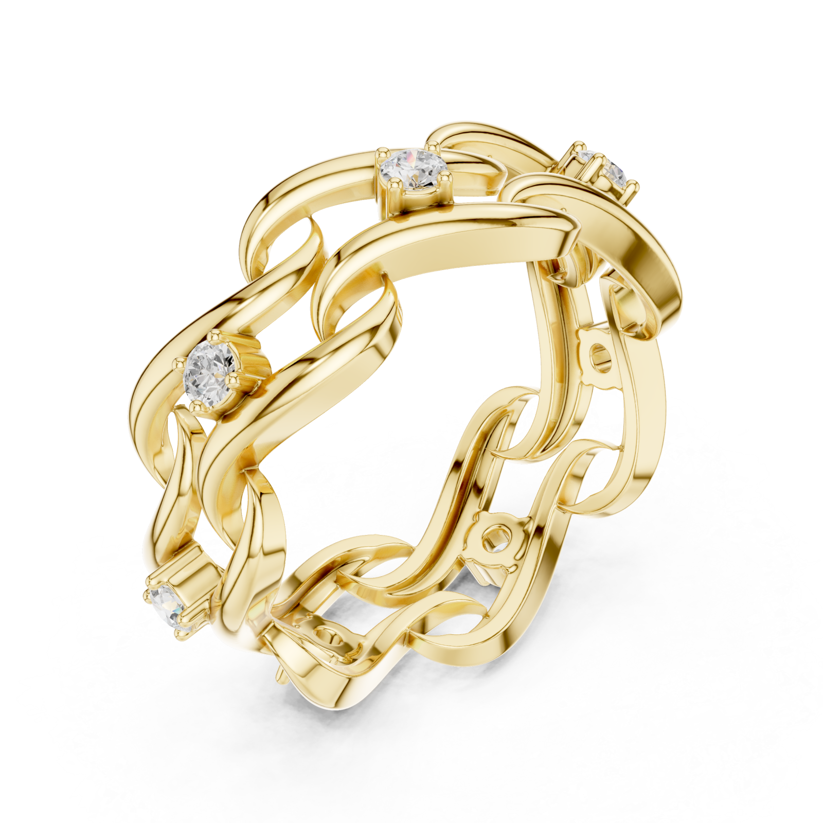 Gold Glorious Woven Radiance Statement Ring Right View