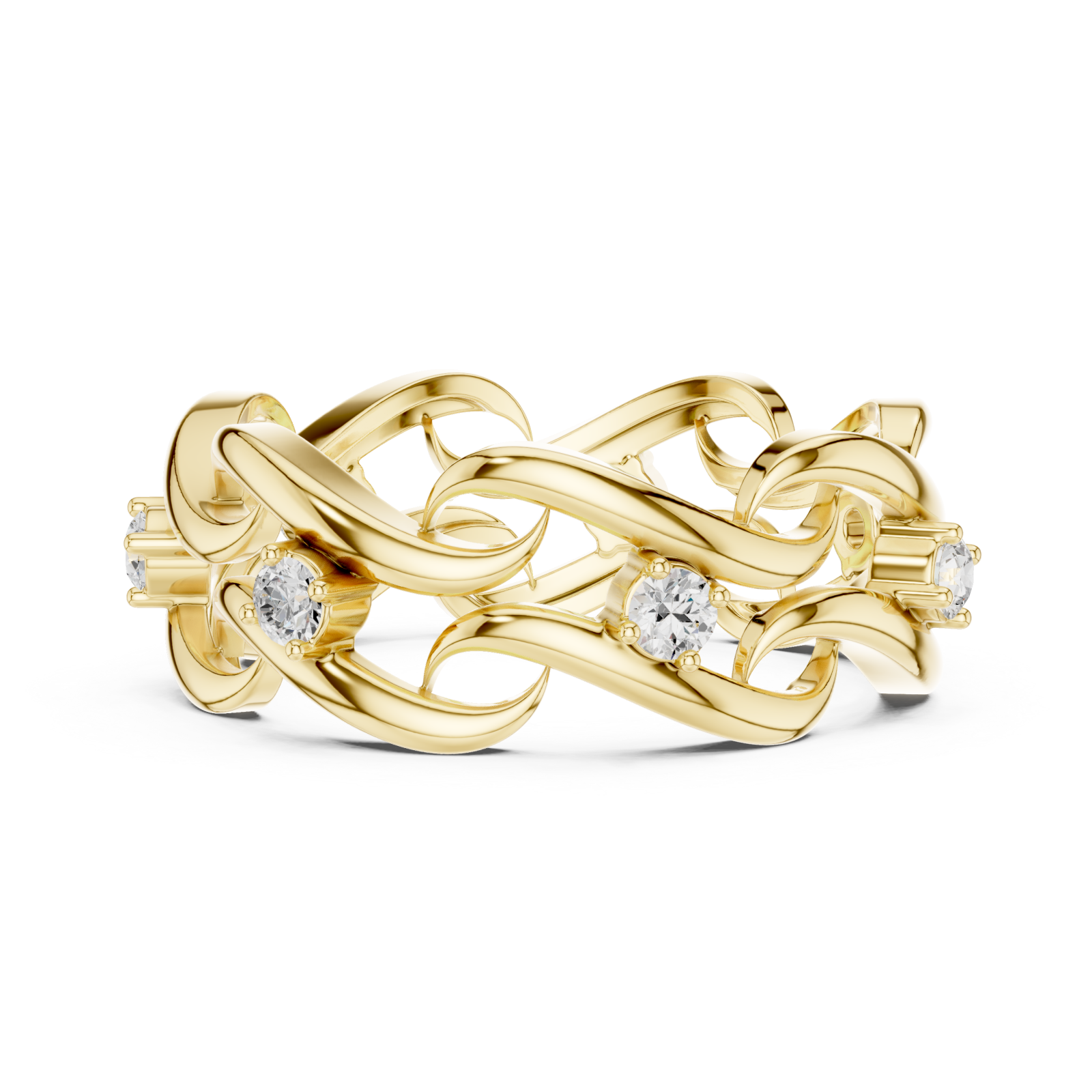  Gold Glorious Woven Radiance Statement Ring Side View