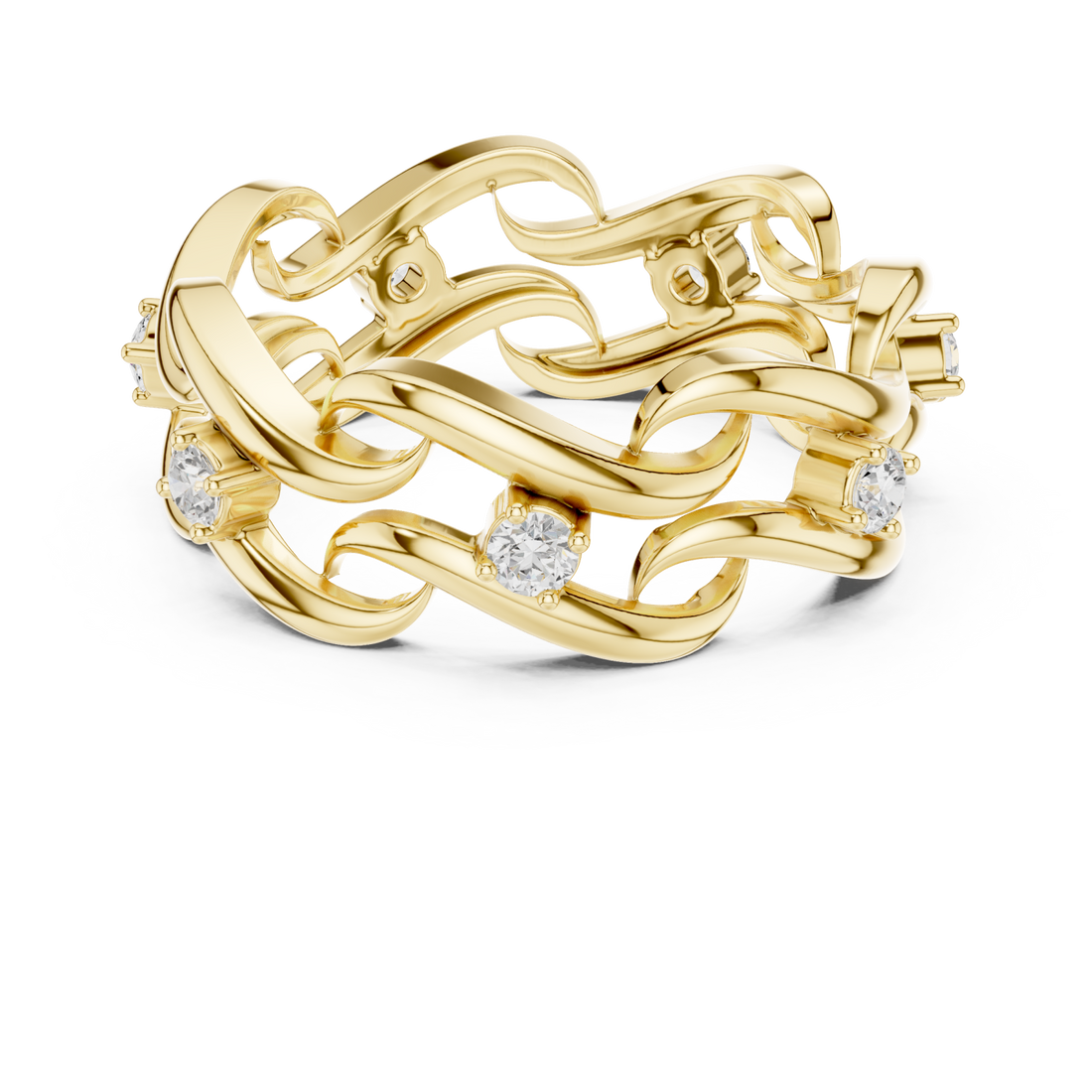 Gold Glorious Woven Radiance Statement Ring Right View