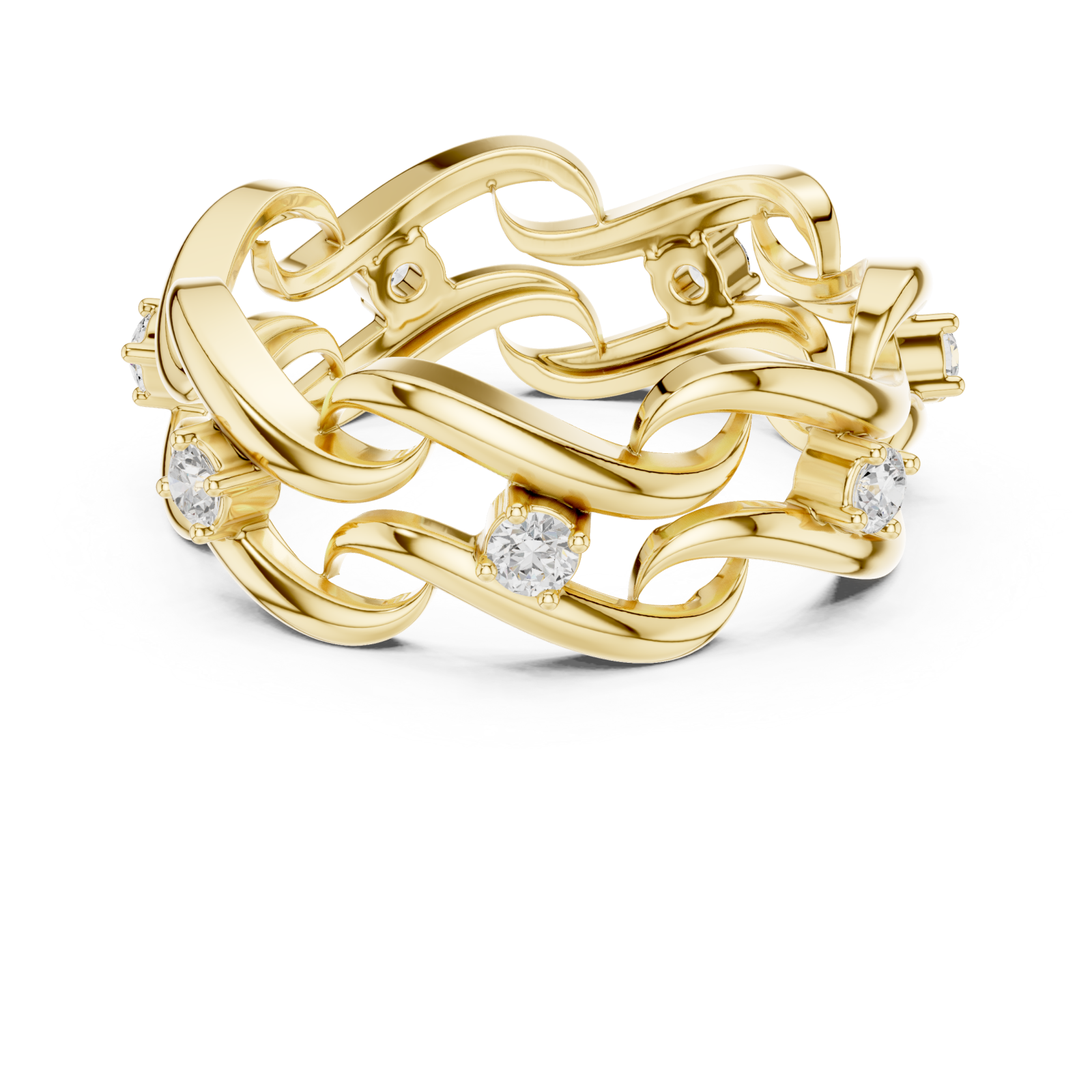  Gold Glorious Woven Radiance Statement Ring Front View