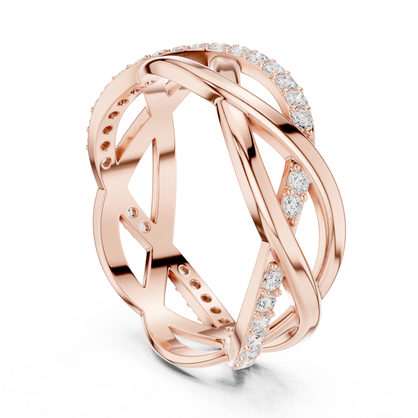  Rose Gold Celestial Embrace Crossover Ring Left View
