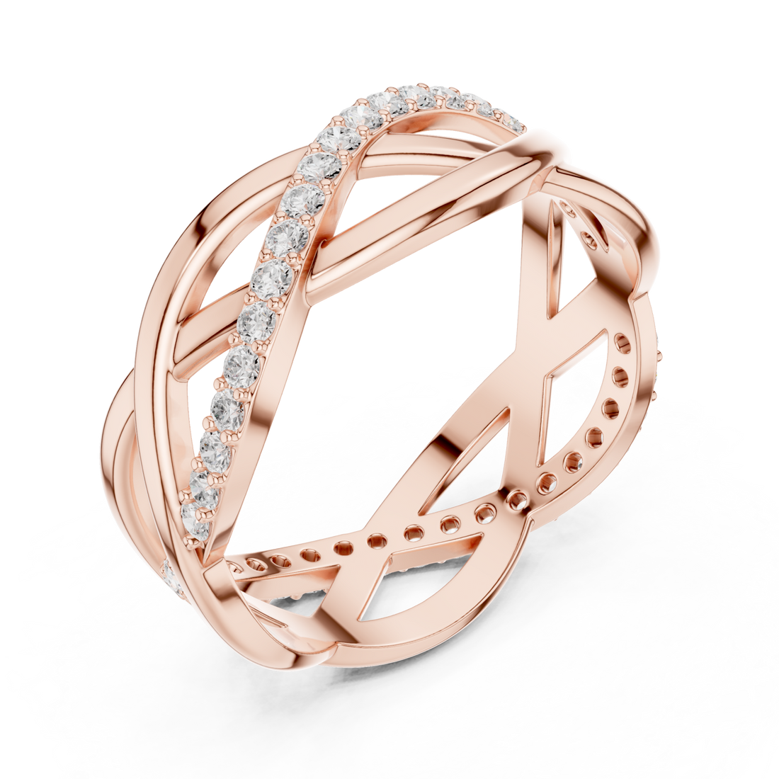  Rose Gold Celestial Embrace Crossover Ring Right View