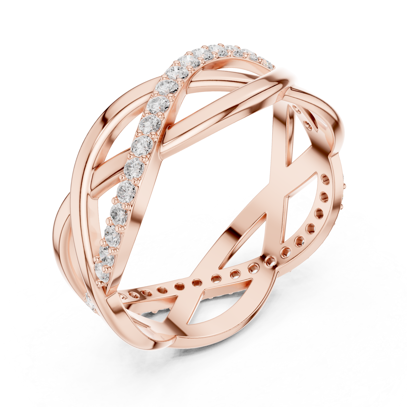  Rose Gold Celestial Embrace Crossover Ring Right View