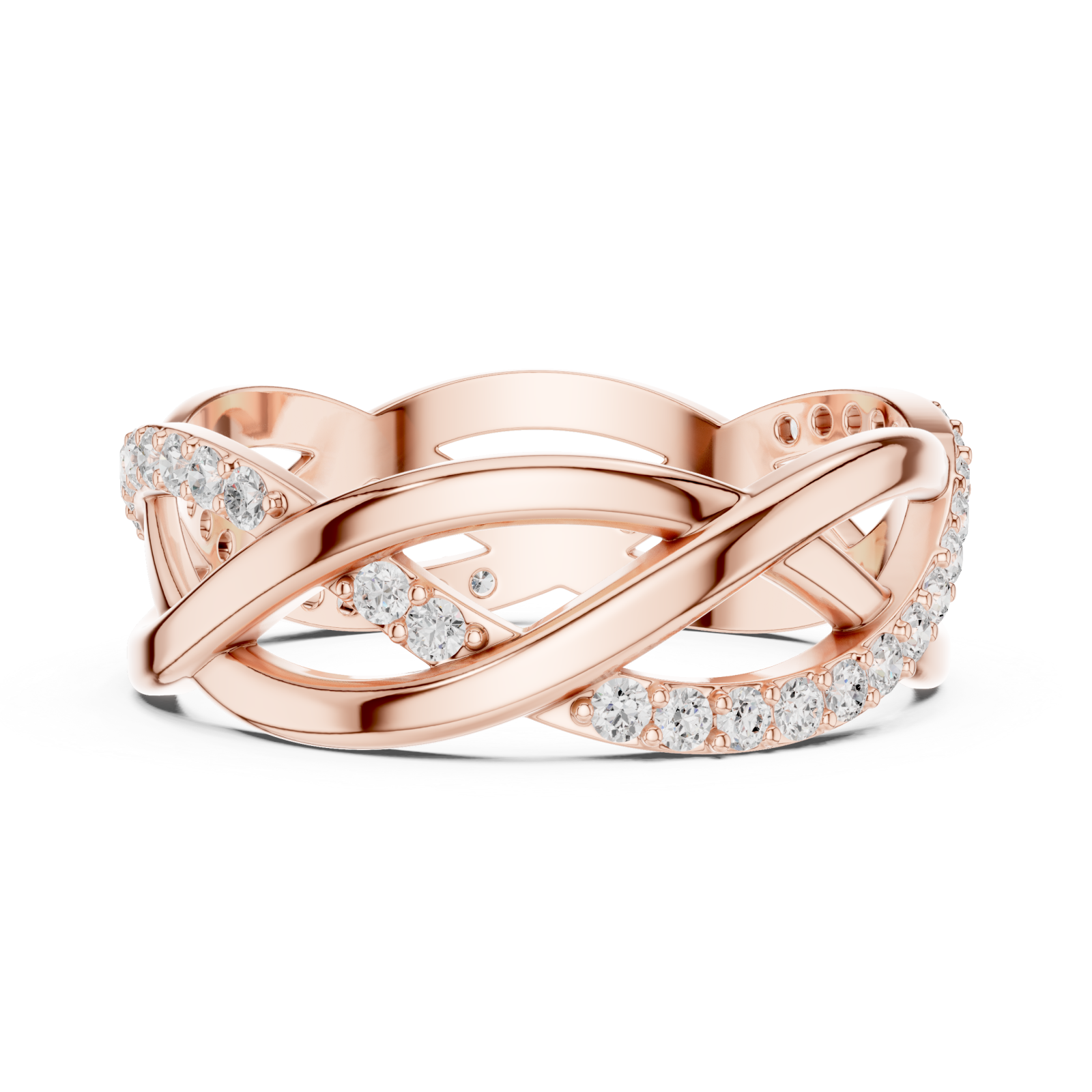  Rose Gold Celestial Embrace Crossover Ring Side View