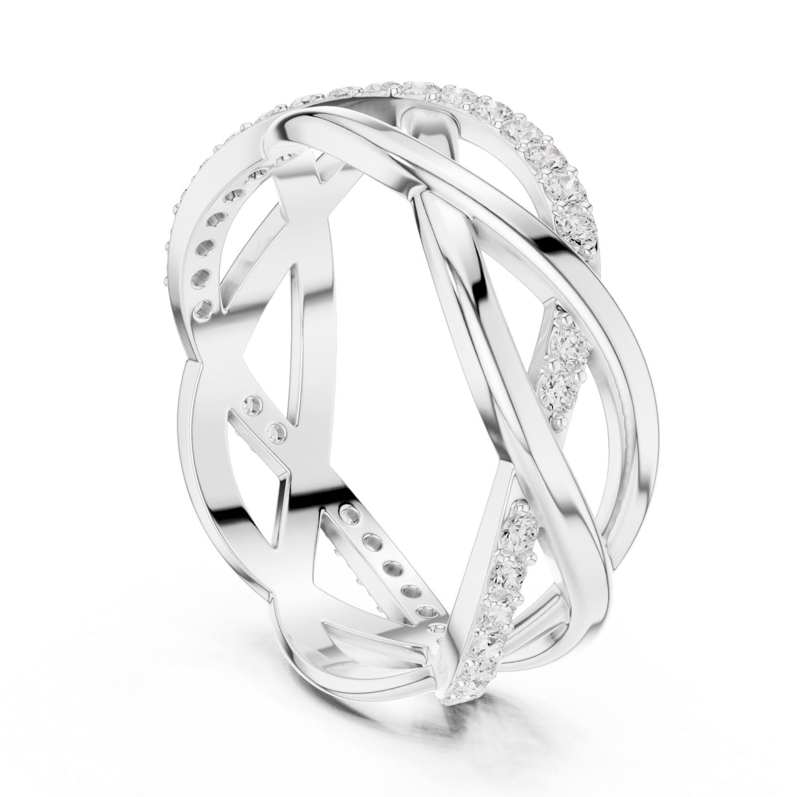  White Gold Celestial Embrace Crossover Ring Left View