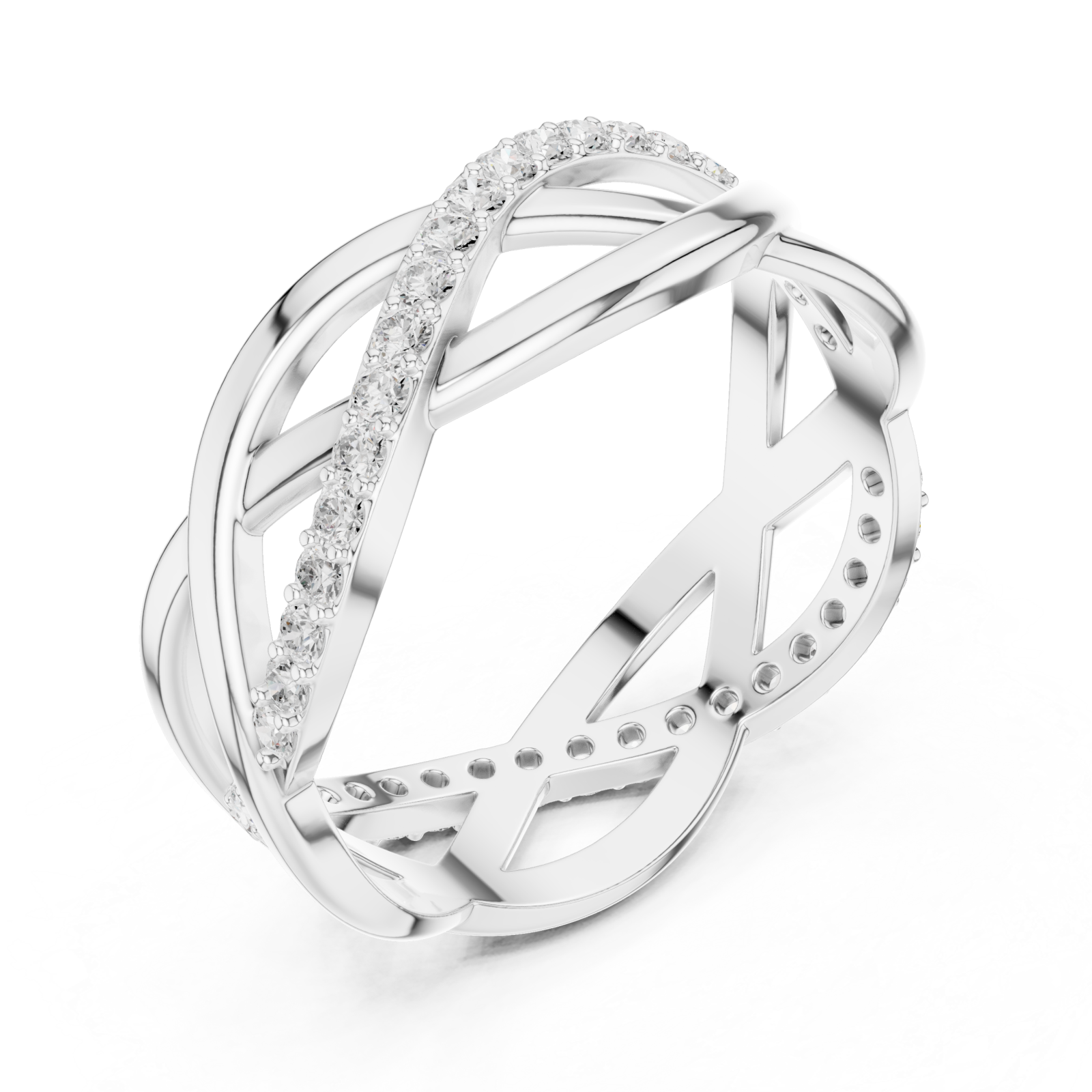  White Gold Celestial Embrace Crossover Ring Right View