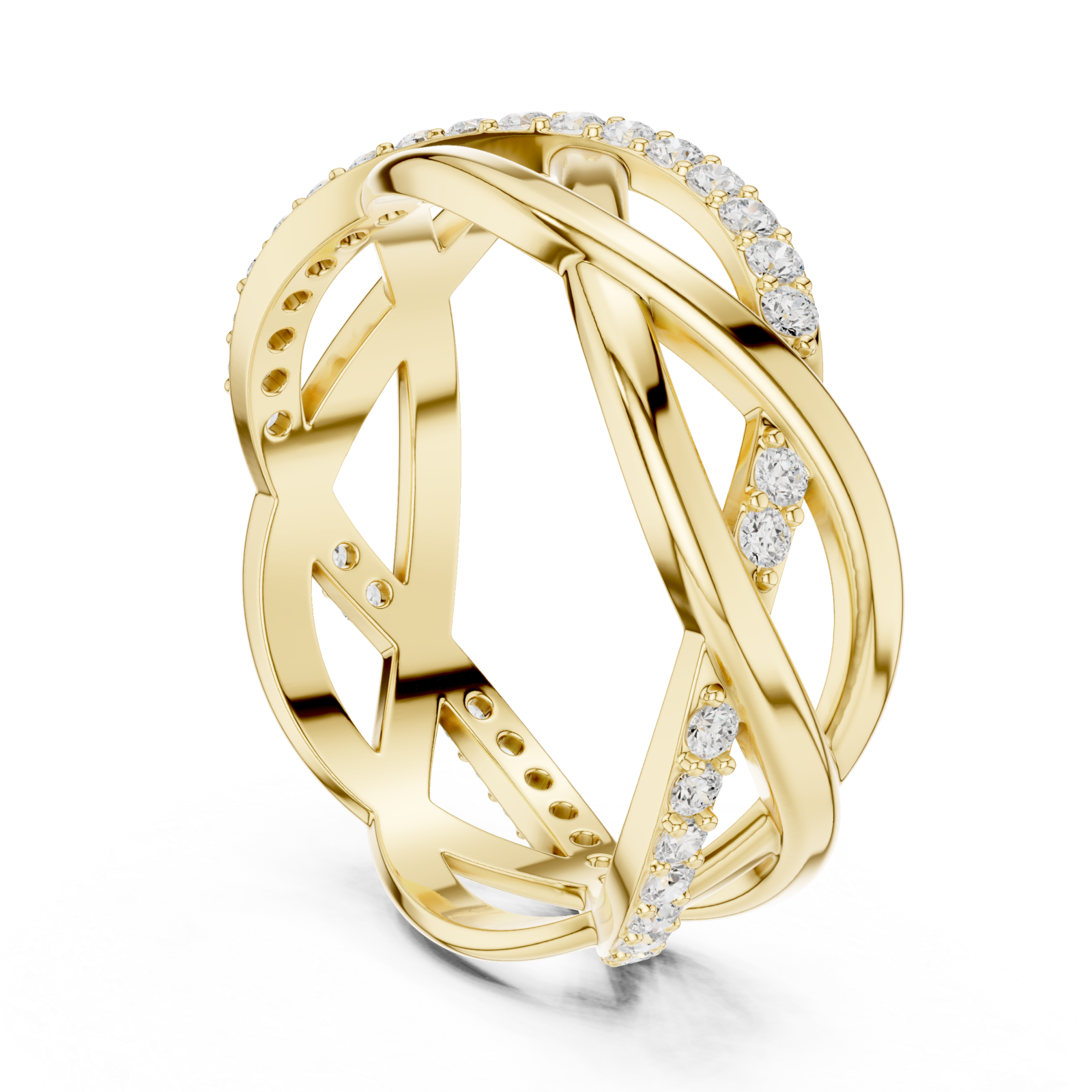  Gold Celestial Embrace Crossover Ring Left View