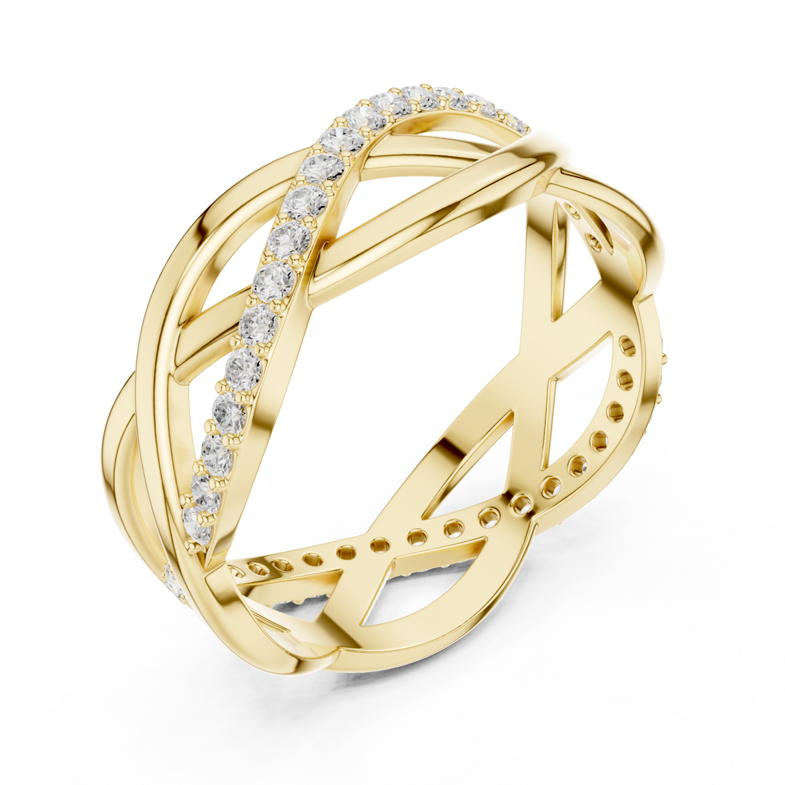 Gold Celestial Embrace Crossover Ring Right View