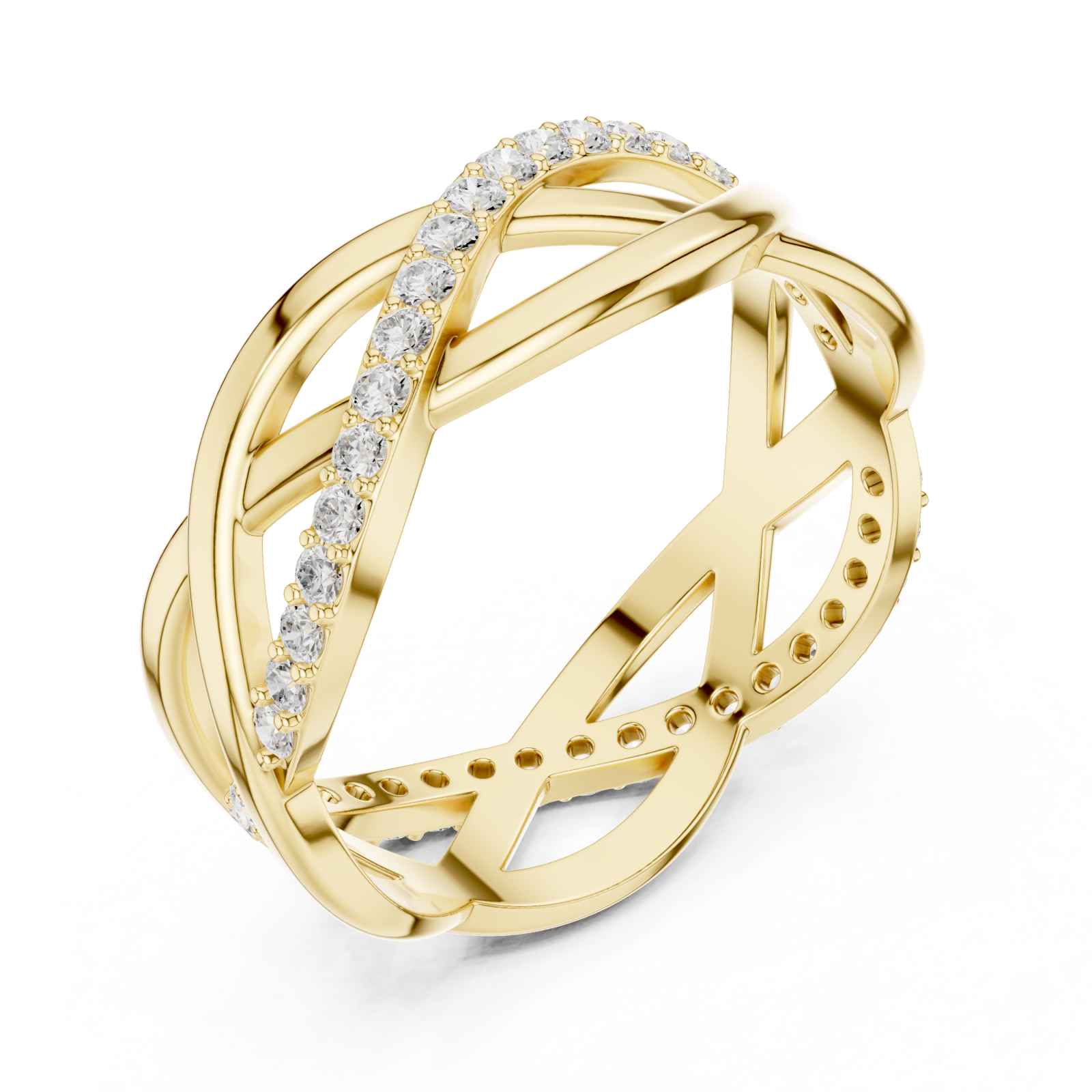 Gold Celestial Embrace Crossover Ring Right View