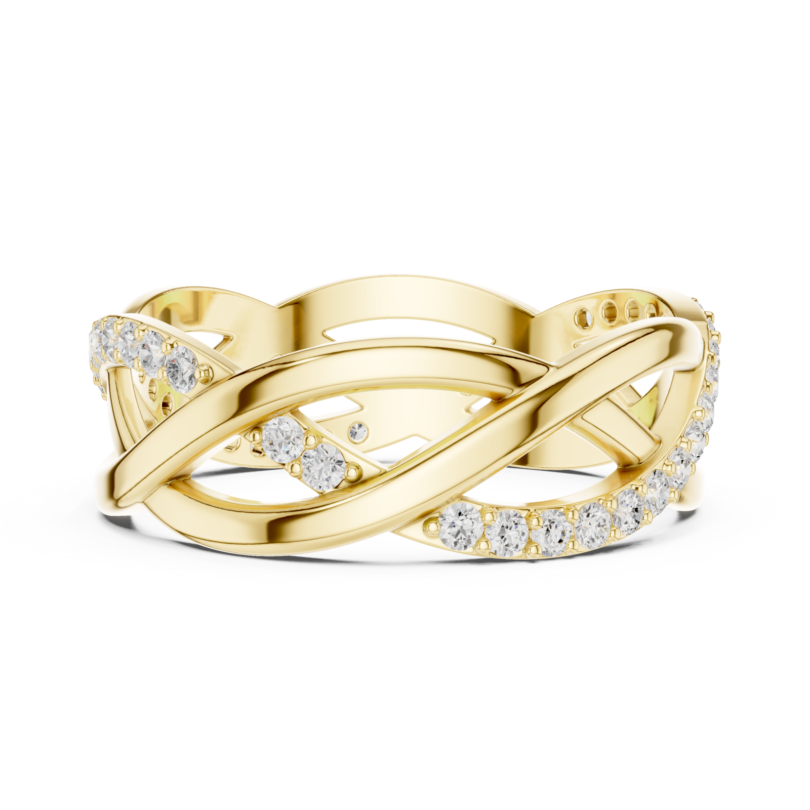  Gold Celestial Embrace Crossover Ring Side View